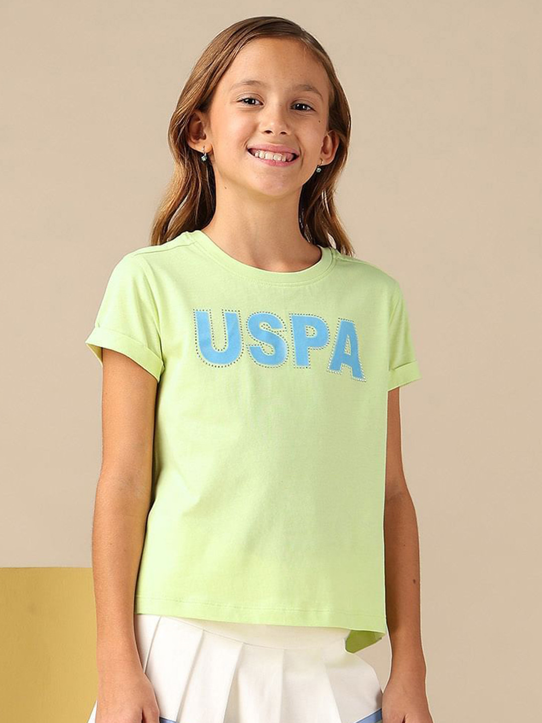 U.S. Polo Assn. Kids Girls Flock Print Relaxed Fit T-Shirt