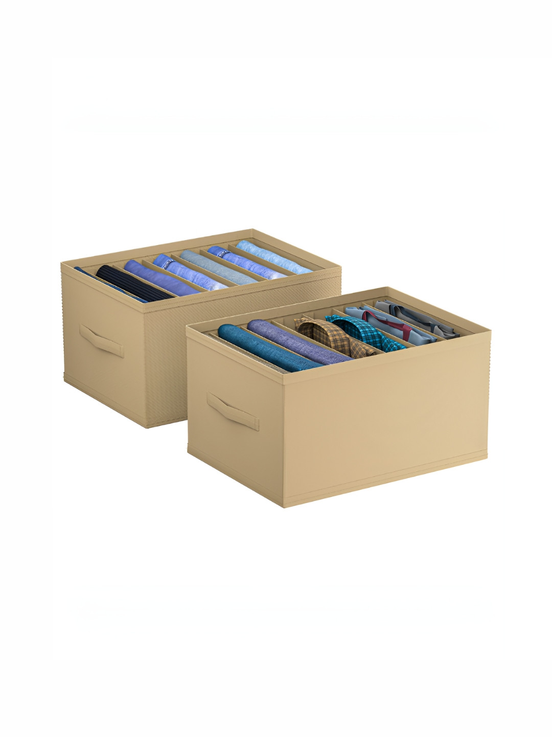 Aura Brown Set of 2 Regular 7 Grid Storage Box Drawer Organizer