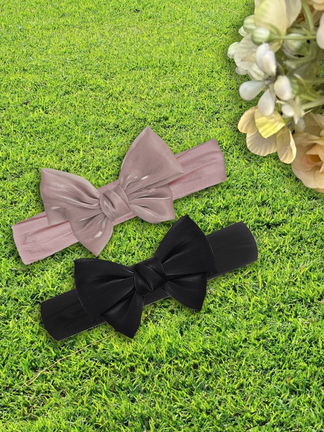 LYKAA Set of 2 Black & Purple Soft Elastic Head Bands