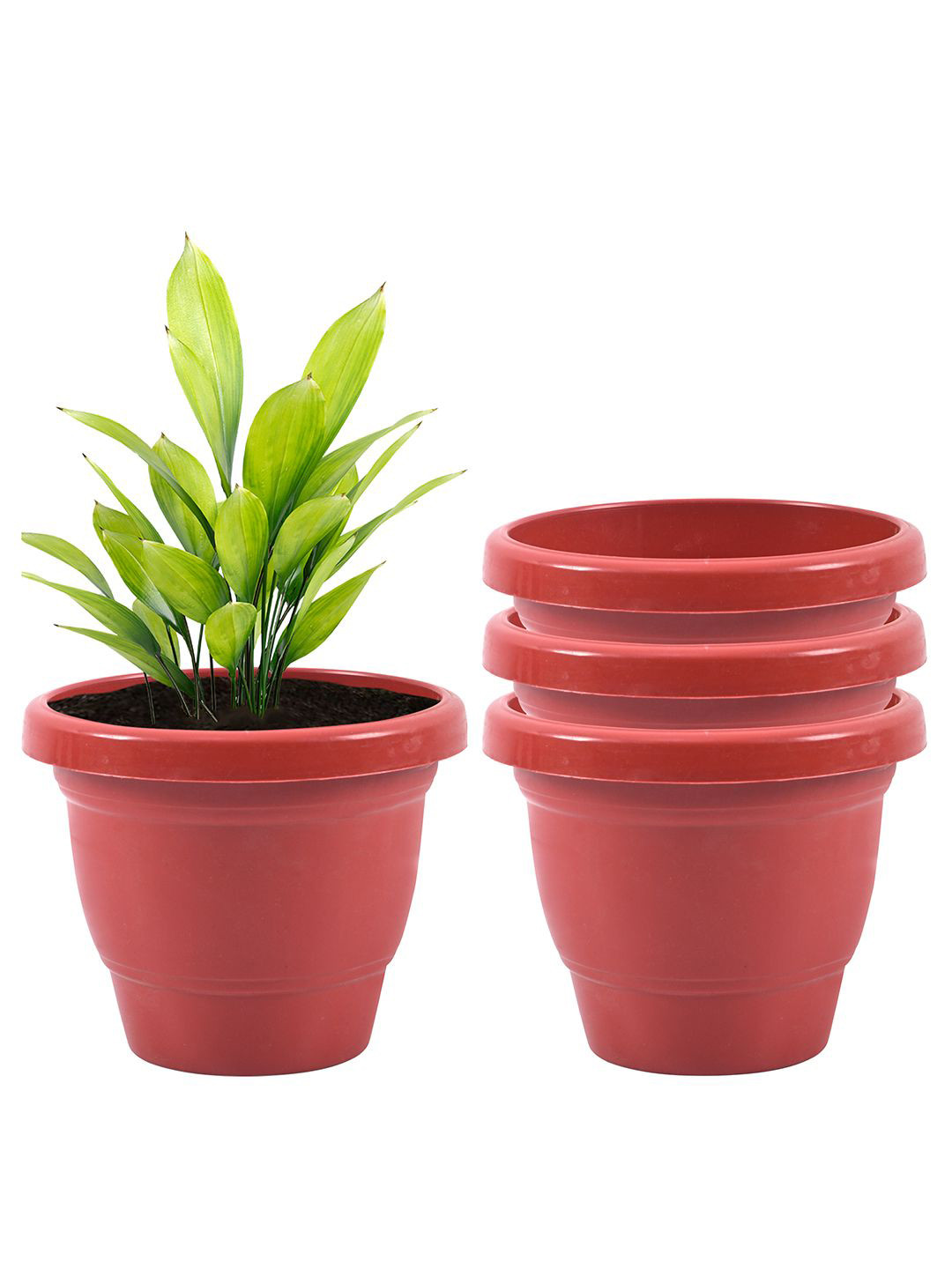 Kuber Industries Red 4 Pieces Versatile & Sturdy Flower Planters