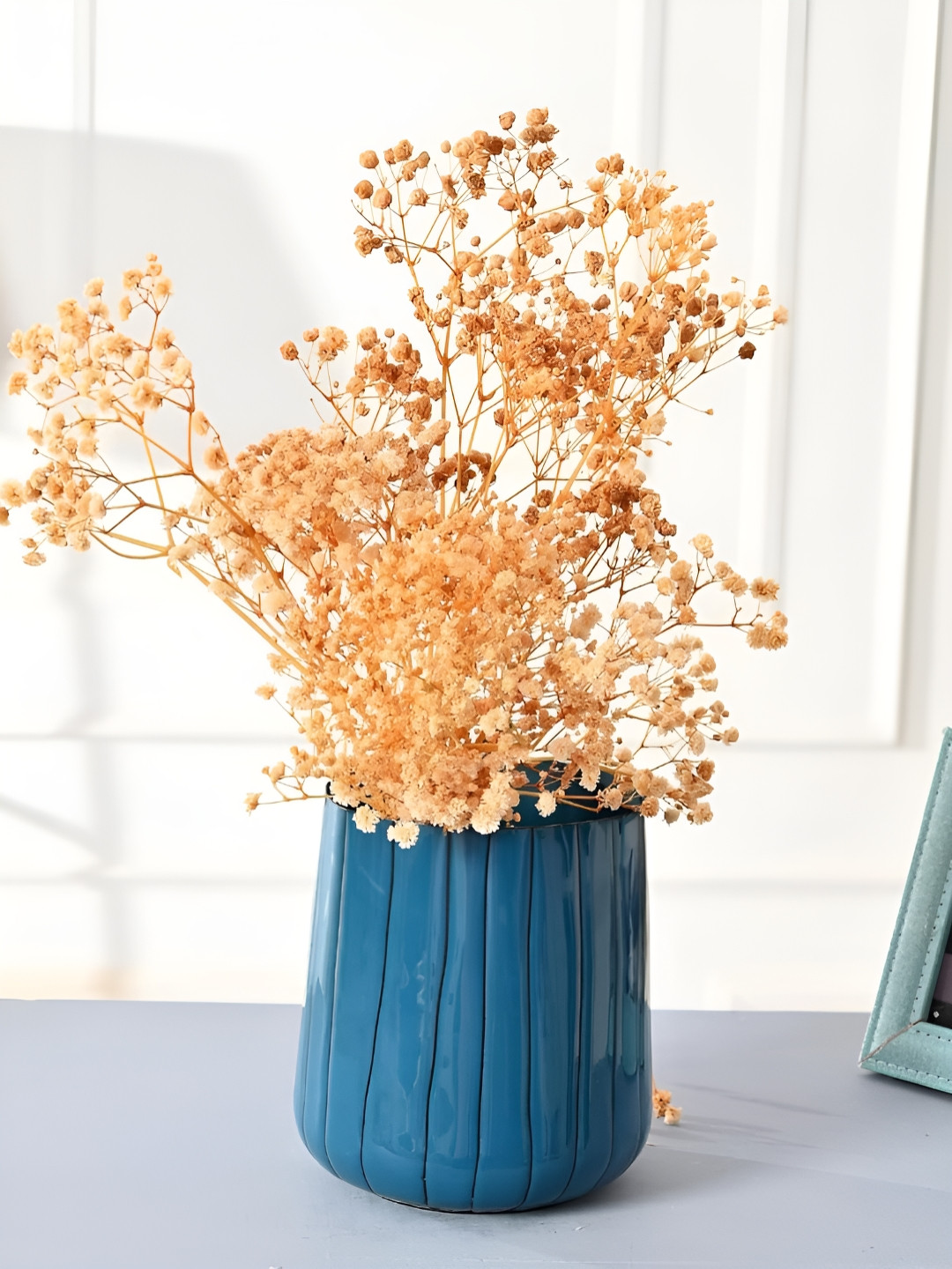 CraftVatika Blue Textured Flower Vase