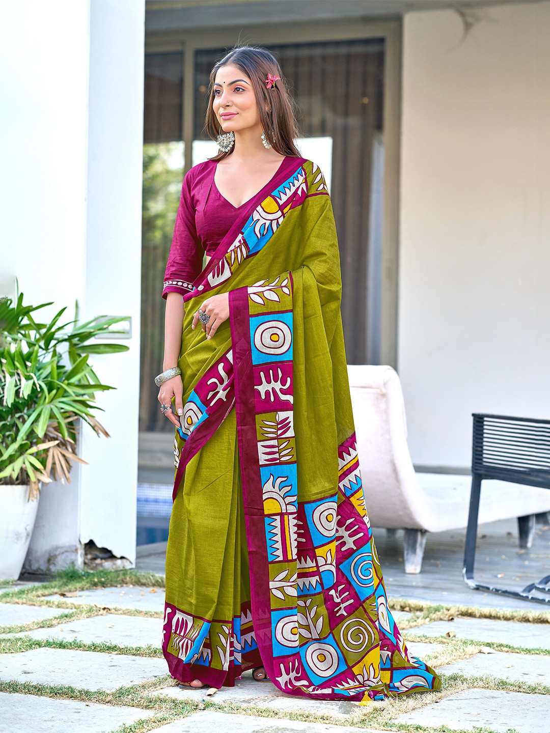 Munir Pure Cotton Bagru Saree