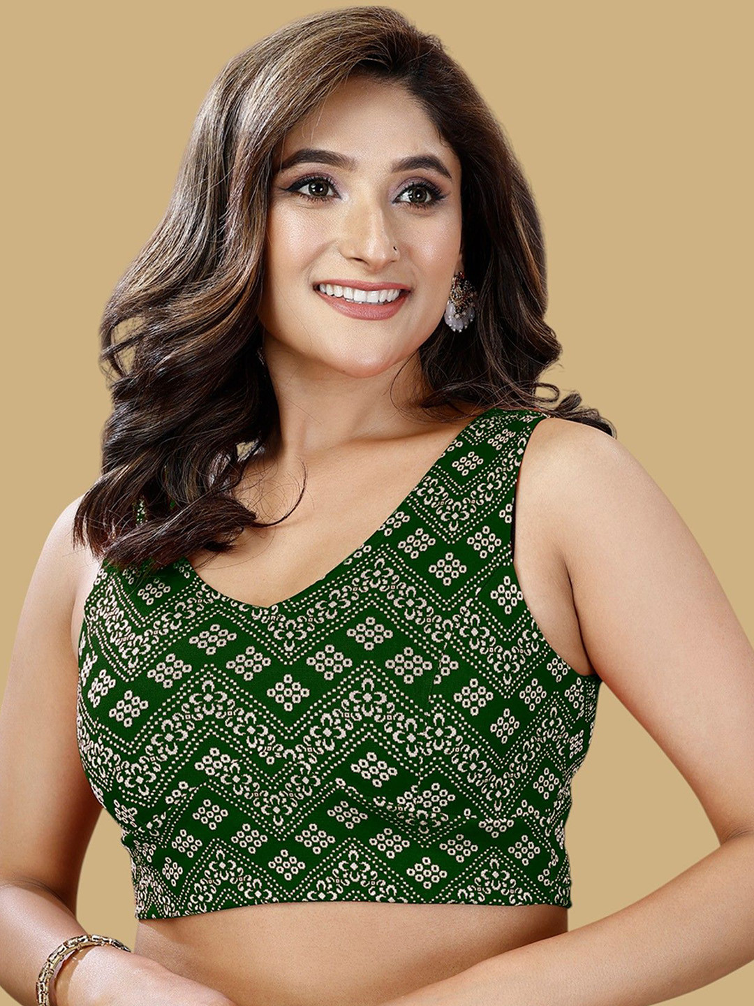 Oomph! Woven Design V Neck Saree Blouse