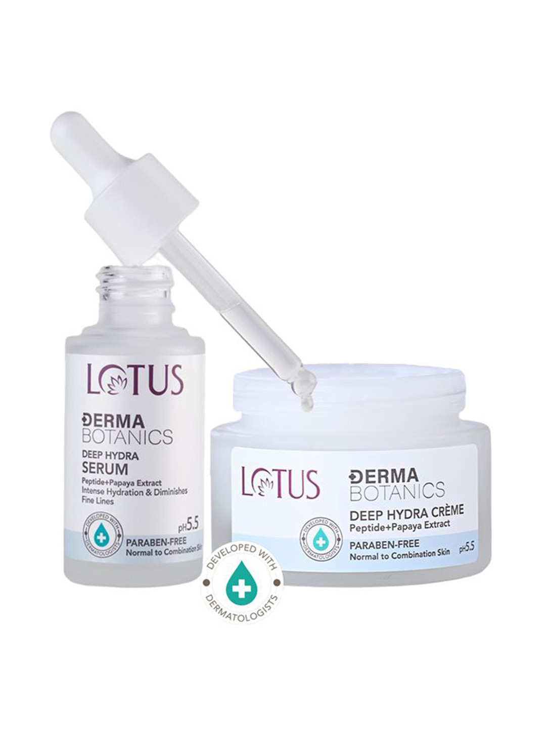 Lotus Herbals Set Of 2 Dermabotanics Ampoule Creme 50 g With Hydra Serum 28 ml