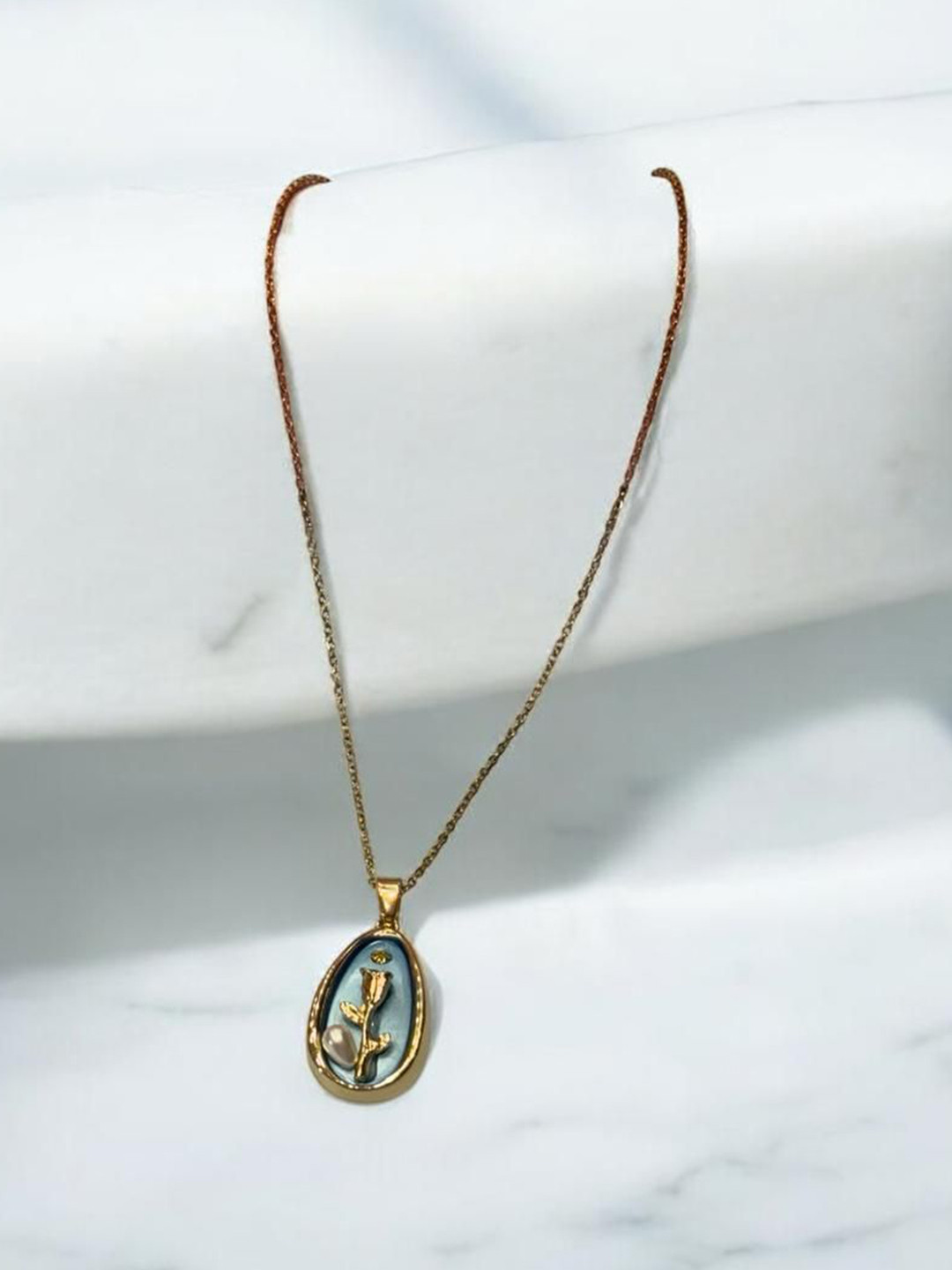 ADC SHEMONA Stone-Studded & Beaded Peony Pendant With Chain
