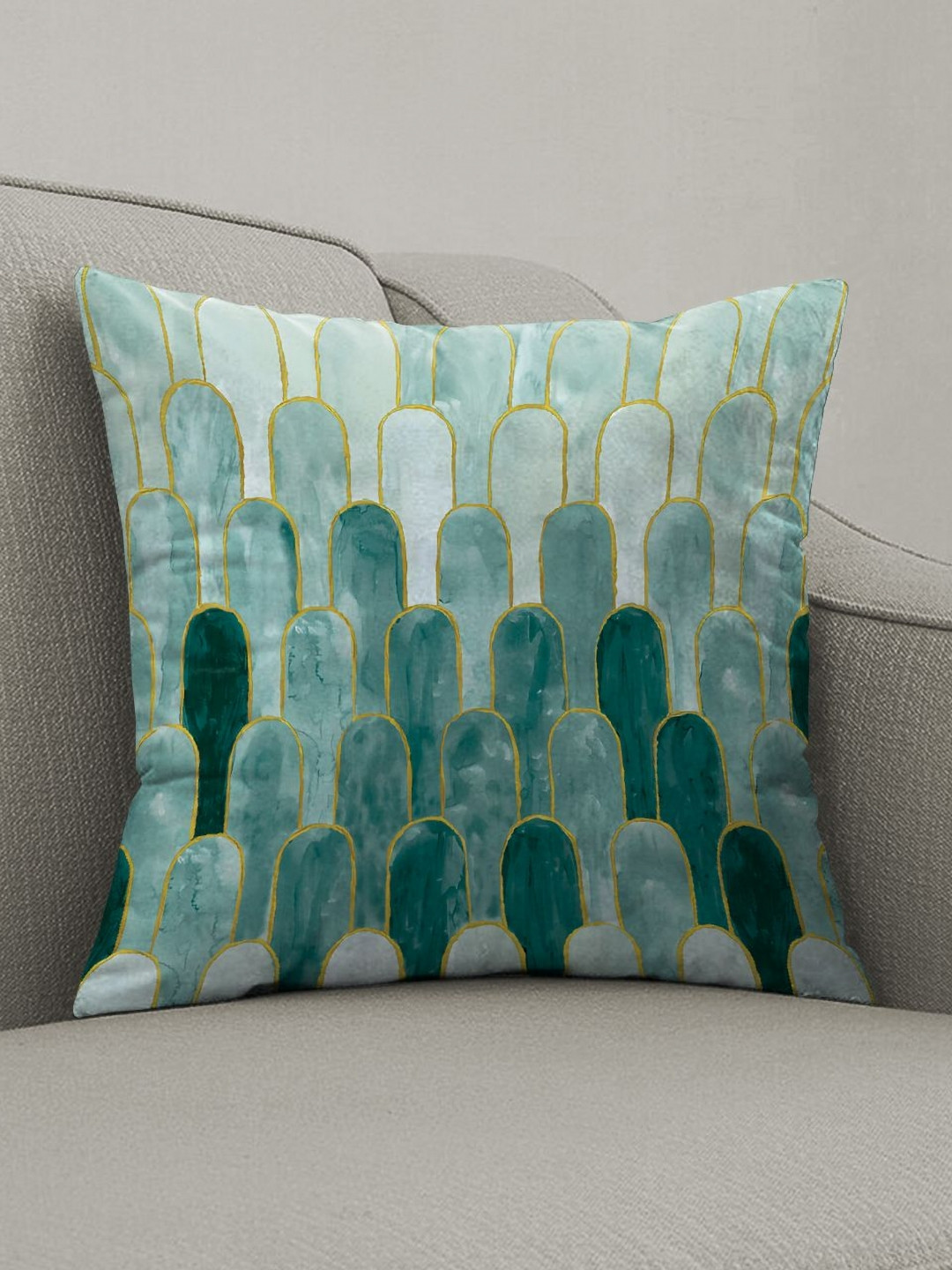 CASABLEU Quick-Dry Geometric Polyester Anti-Wrinkle 2 Pcs Square Cushion Covers -16x16In