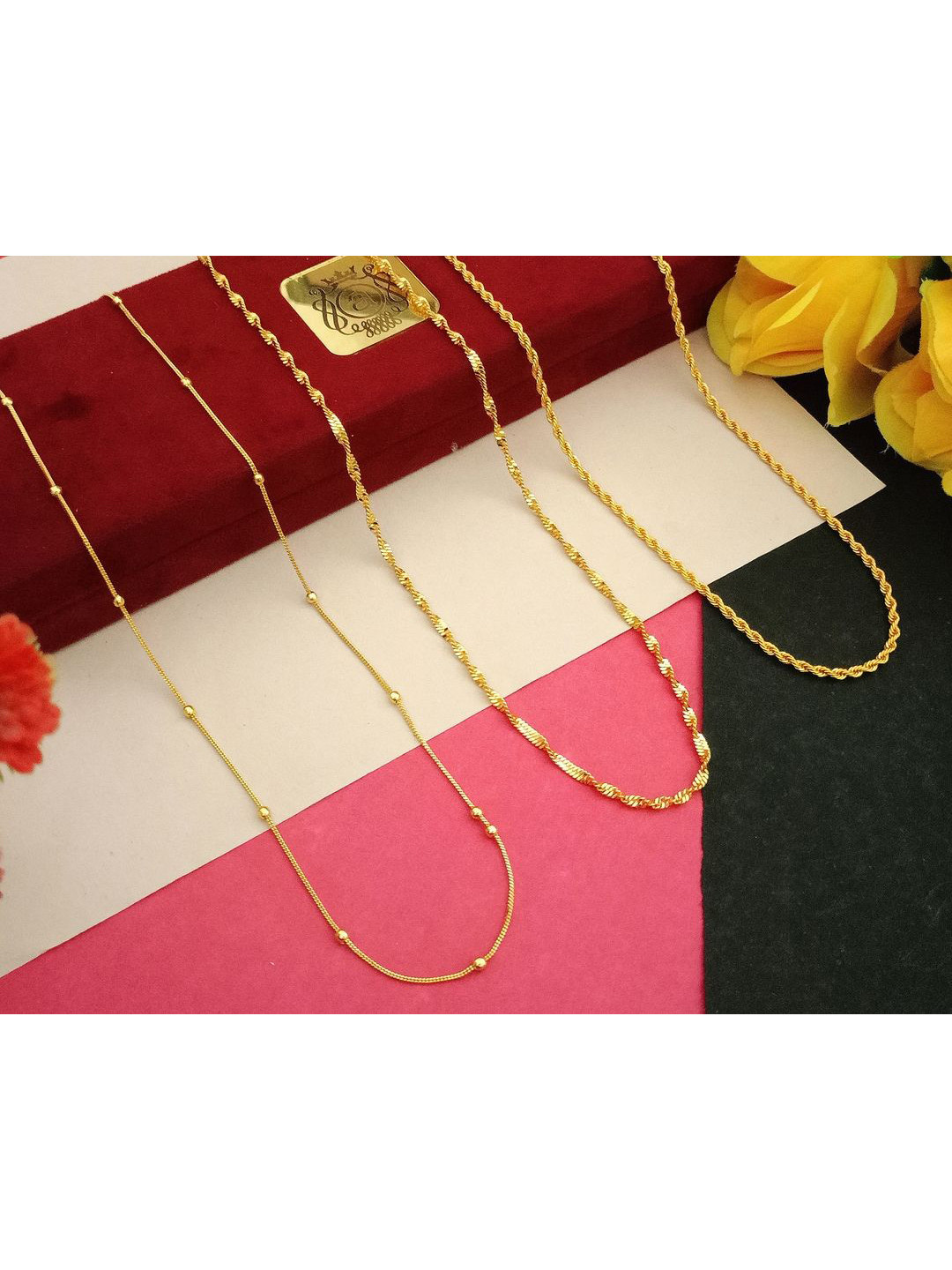 Anouk Rassa Disco ChokorBall Set Of 3 Gold-Plated Artificial Beaded Minimal Chain