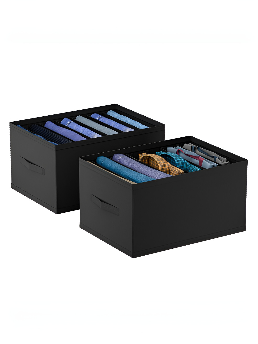 Aura Black Set of 2 Regular 7 Grid Storage Box Drawer Organizer