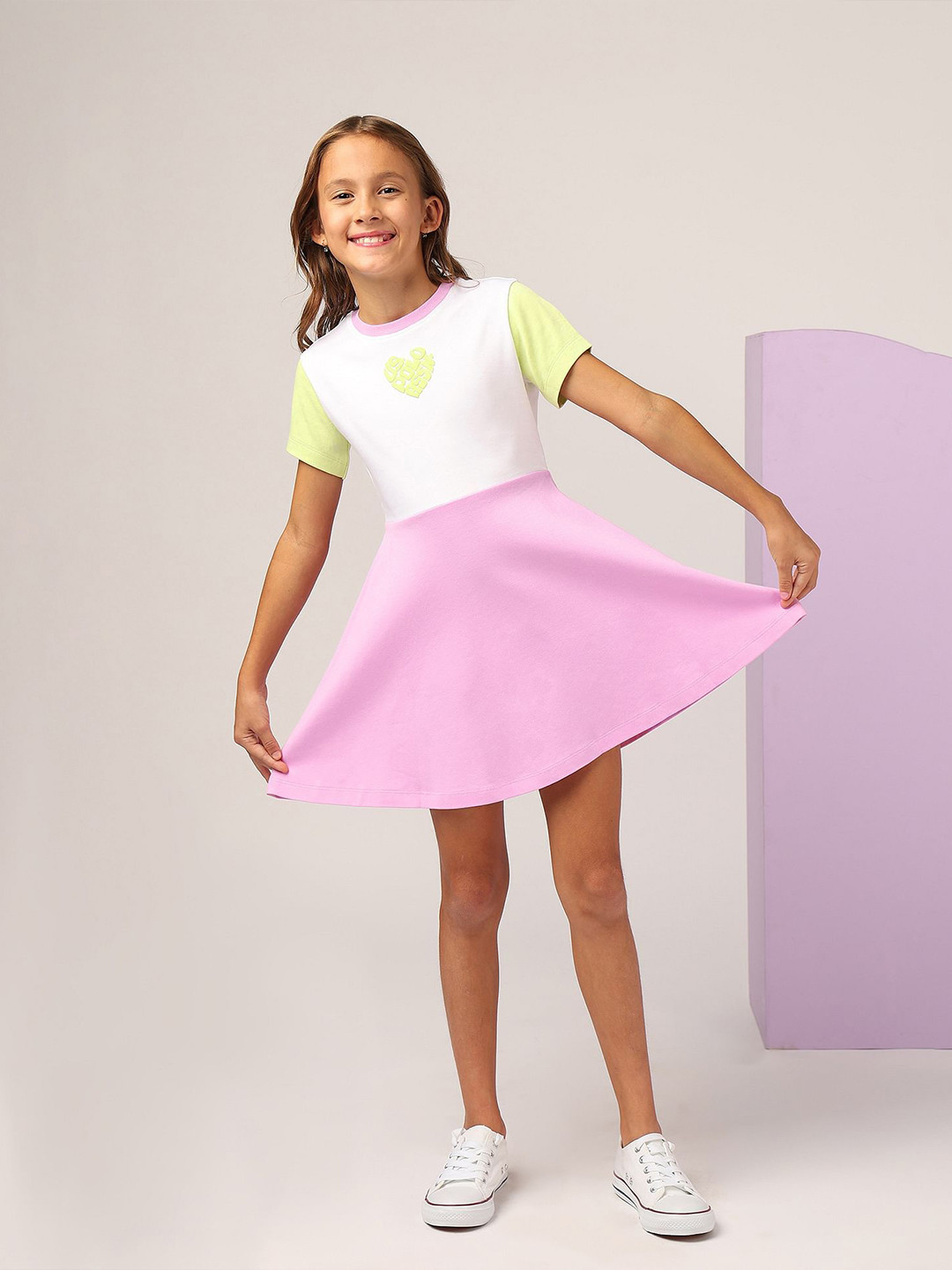 U.S. Polo Assn. Kids Girls Colourblocked Fit & Flare Dress
