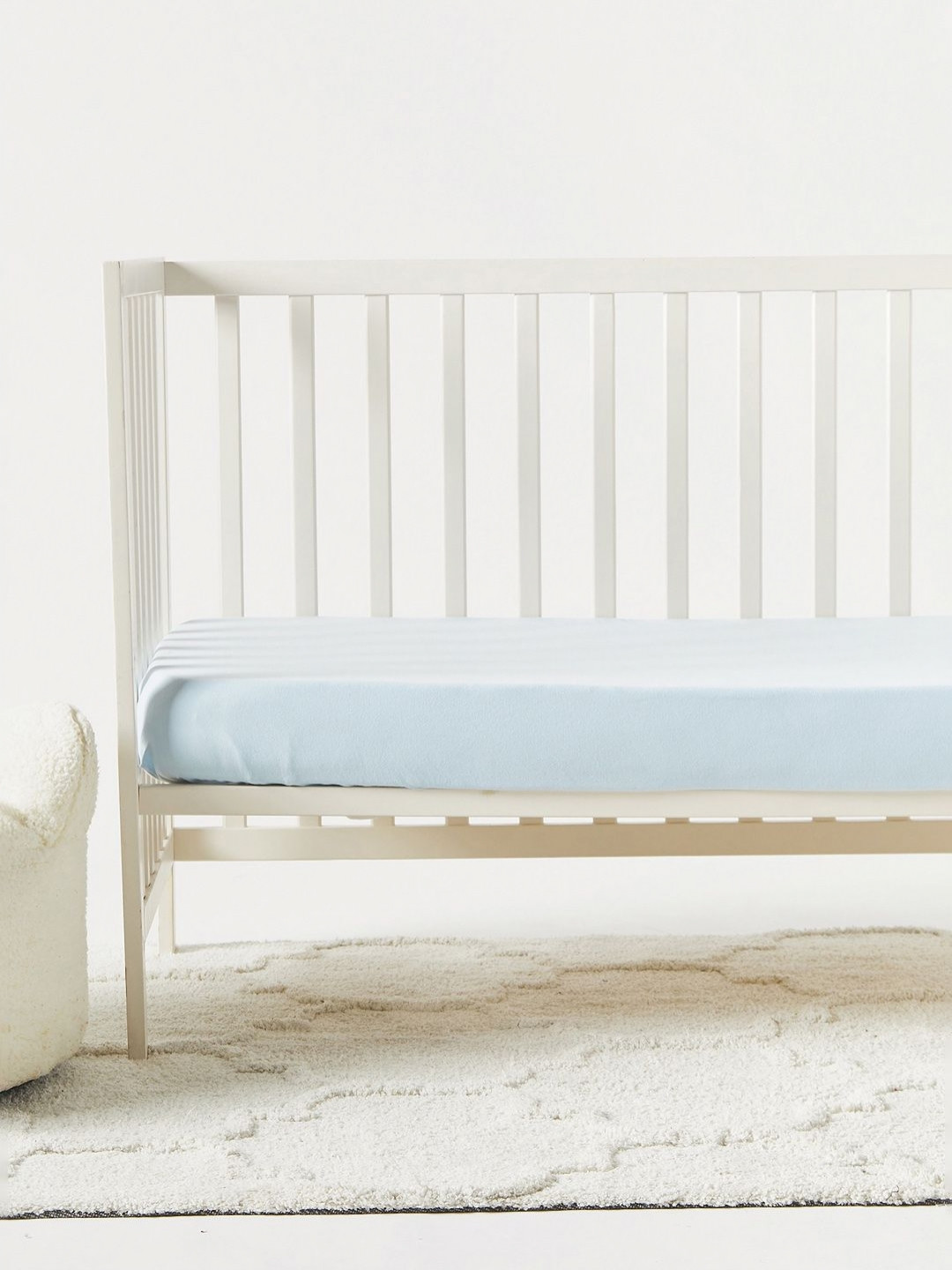 Juniors by Babyshop Blue Solid Pure Cotton 120 TC Fitted Crib Bedsheet -20 x 130 cm