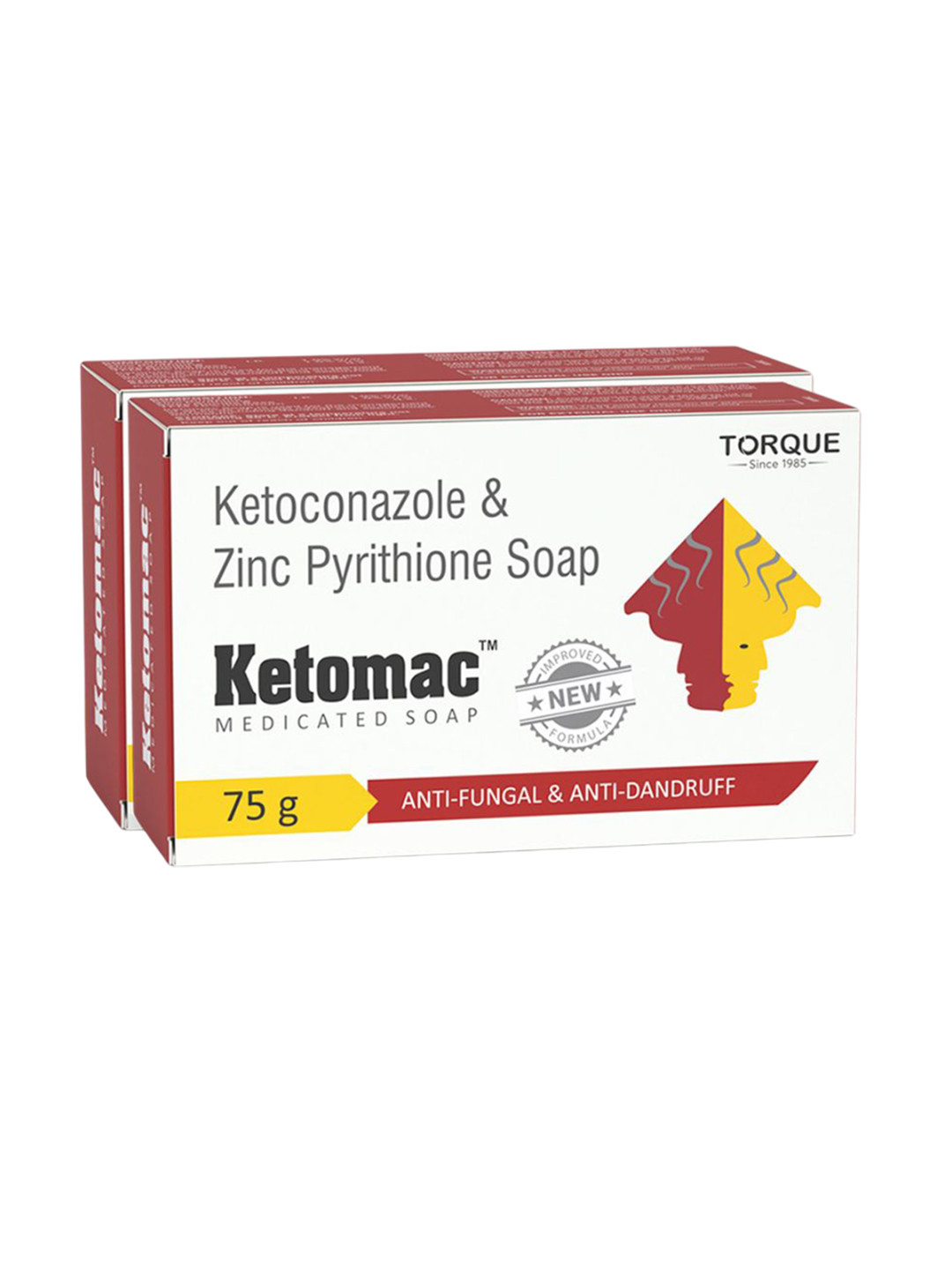 Torque Set Of 2 Ketomac Bathing Anti Fungal Soap For Healthy & Glowing Skin - 75 g Each