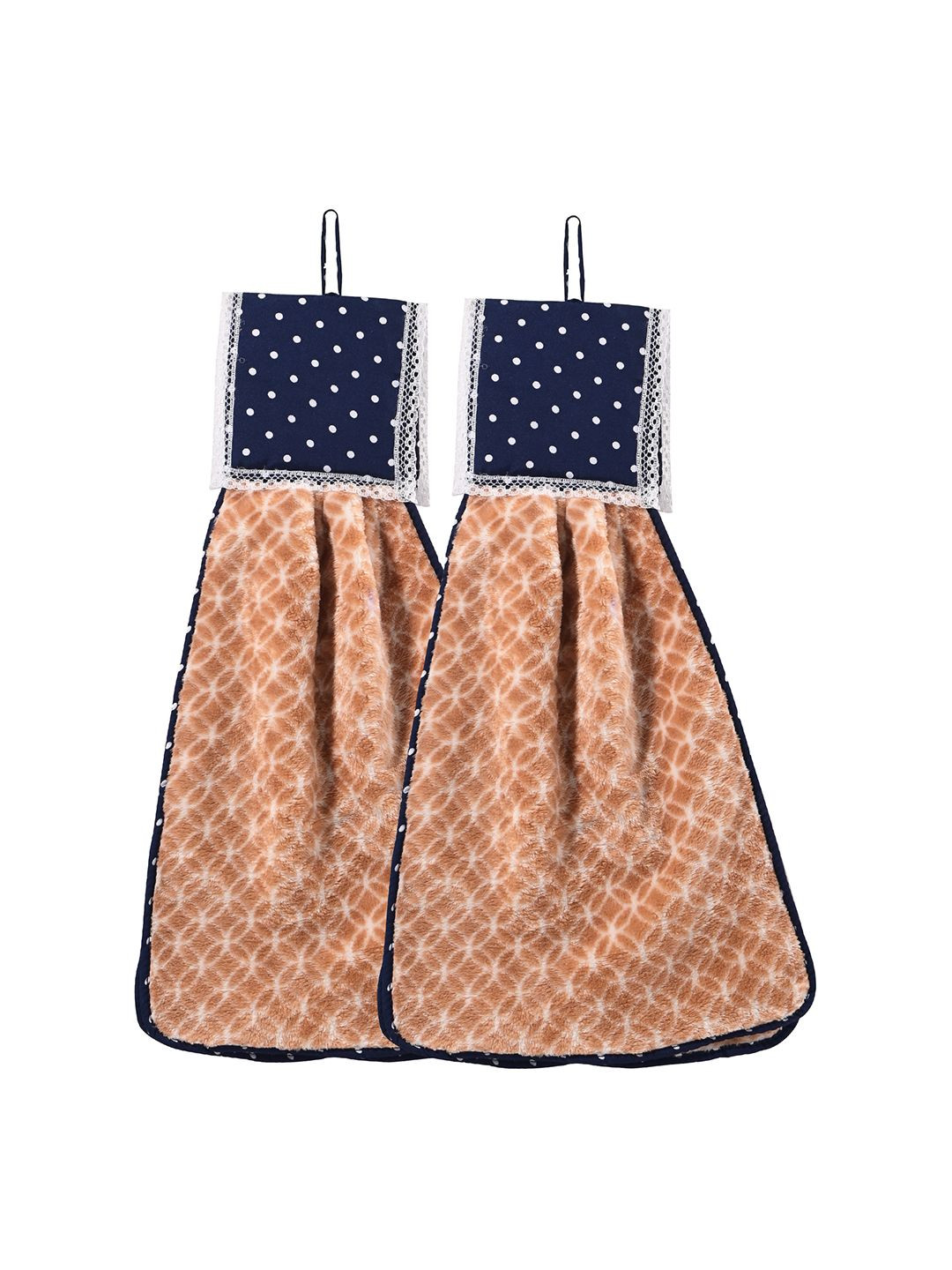 Kuber Industries White 2 Pcs Printed Microfiber Wash Basin Napkin Towel With Hanging Loops