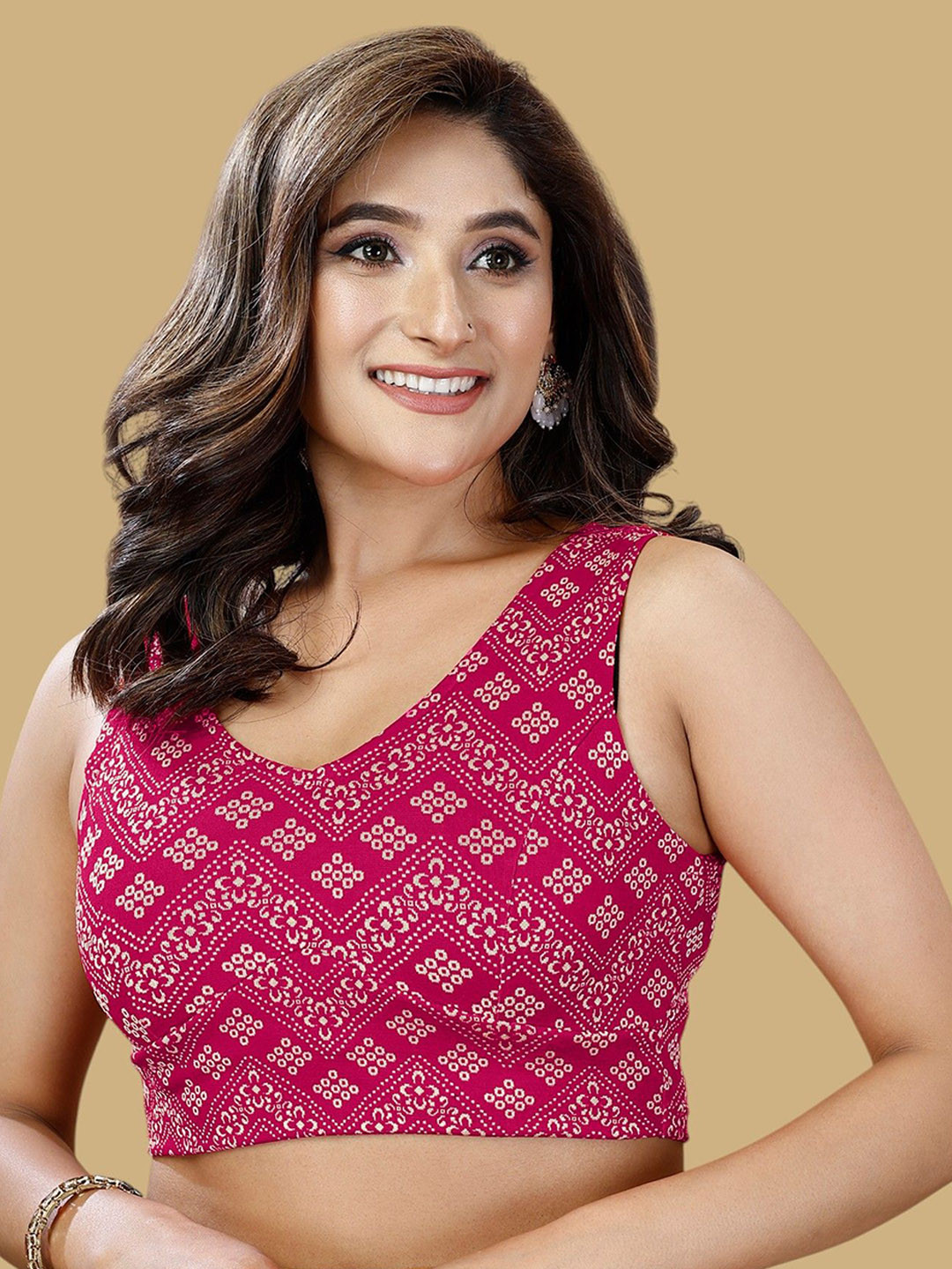 Oomph! Woven Design V-Neck Saree Blouse