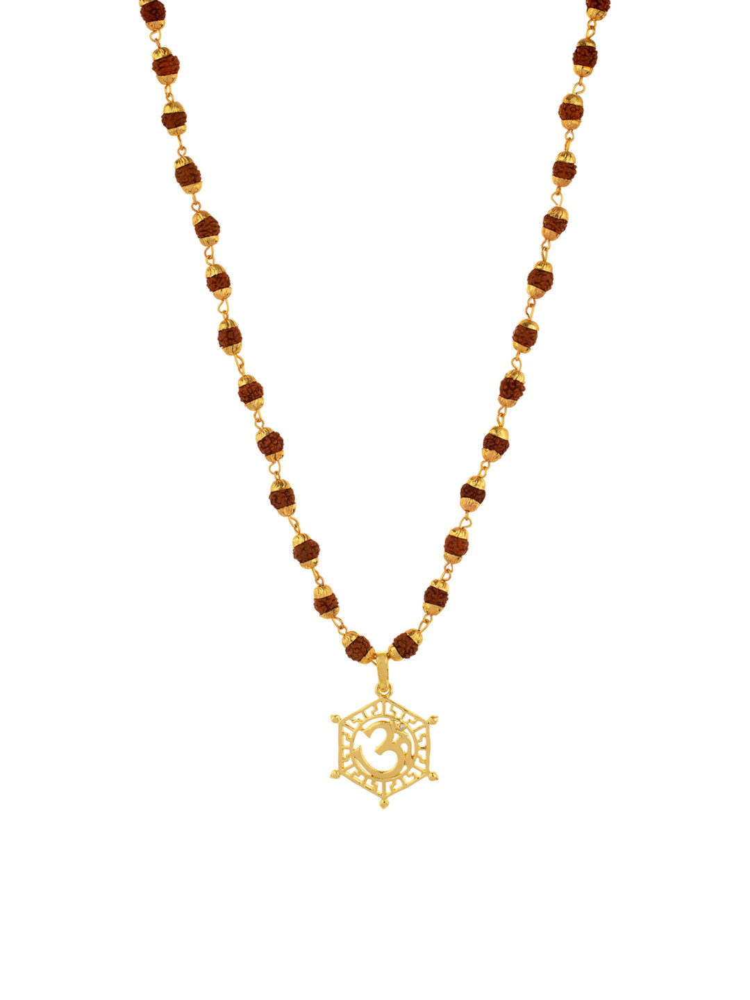 SANAA CREATIONS Gold-Plated EK Mukhi Rudraksha Pendants with Chains