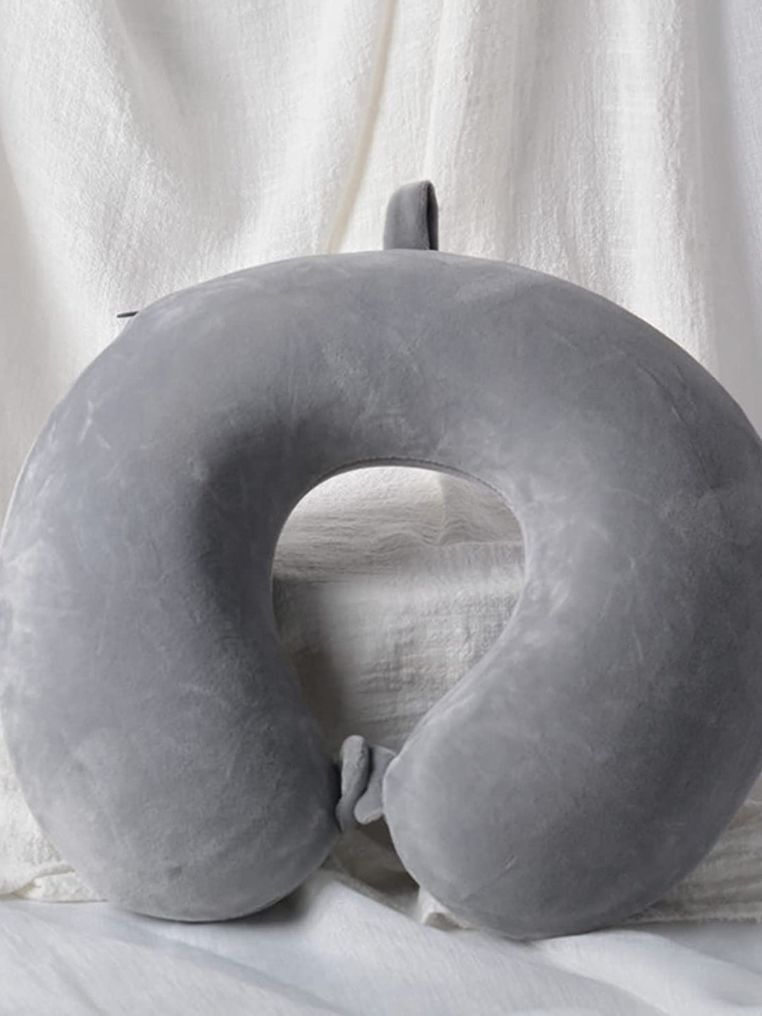 Pum Pum Grey Memory Foam Filled Polycotton Ultra Soft Travel Pillow