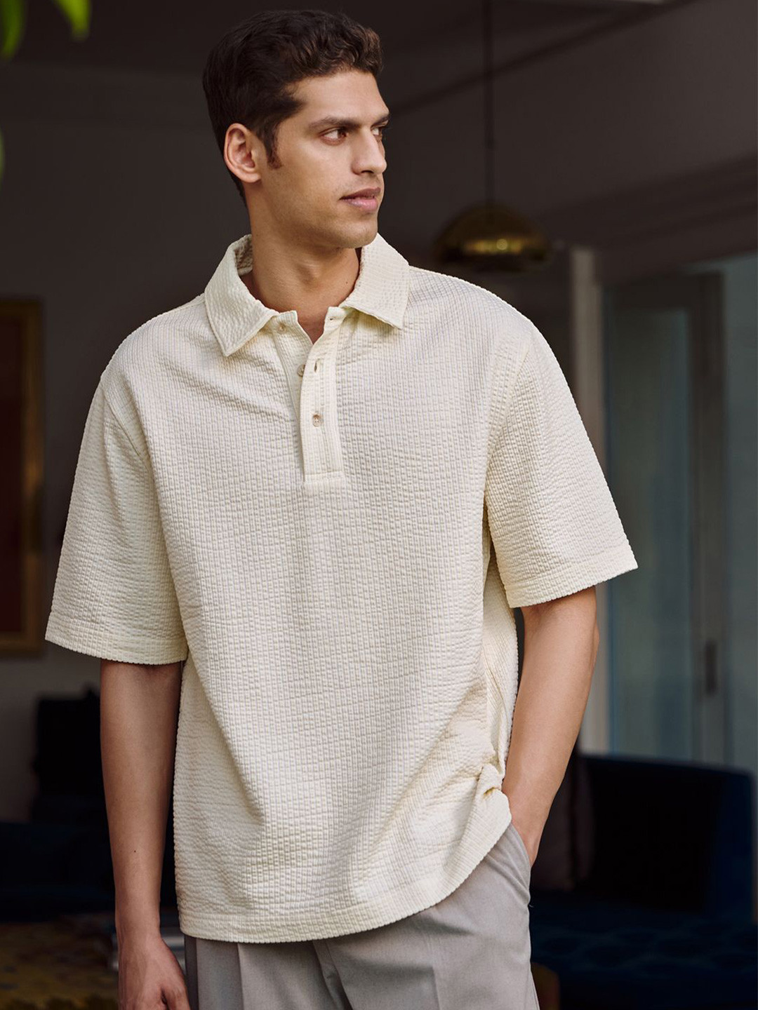 Andamen Men Polo Triblend Seesucker Relaxed Fit T-shirt