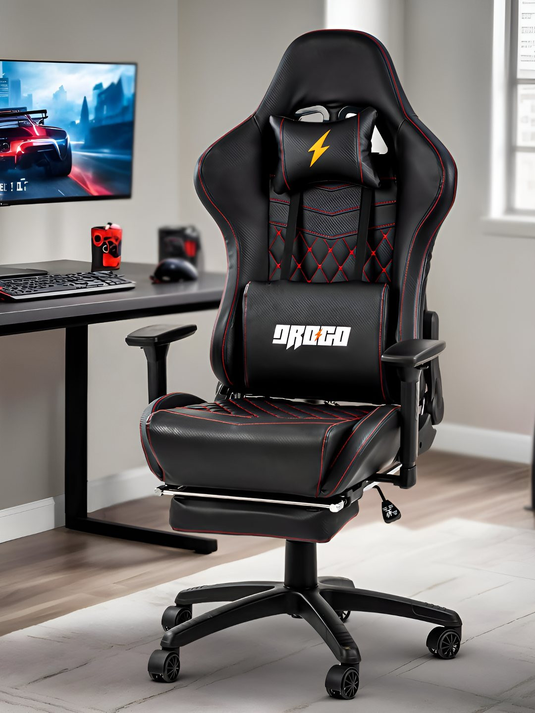 DROGO Black Ergonomic Gaming Chair With Adjustable Seat With Full Recline