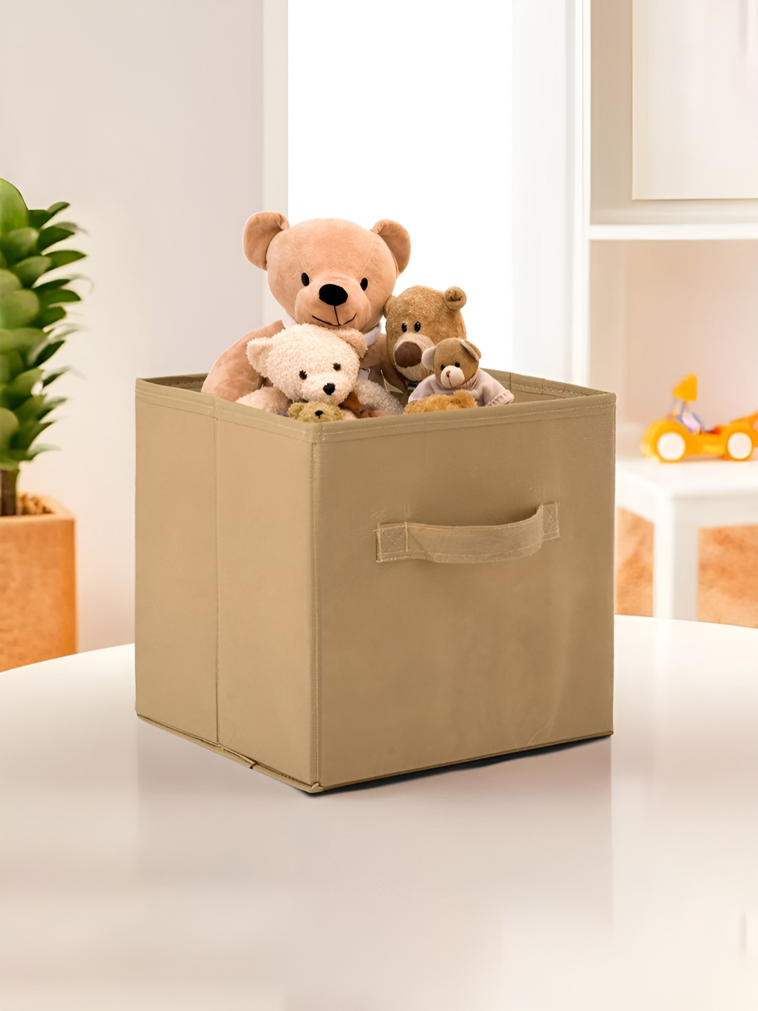 Aura Beige Square Foldable Storage Box Multipurpose Storage Organizer Drawer Organiser