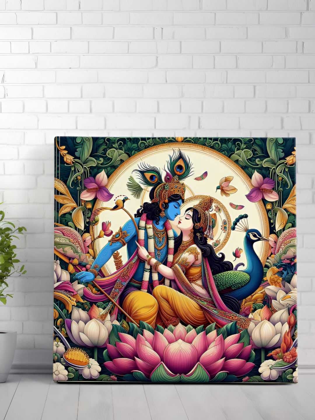 Aura White & Blue Religious 3 Pieces Canvas Wall Art