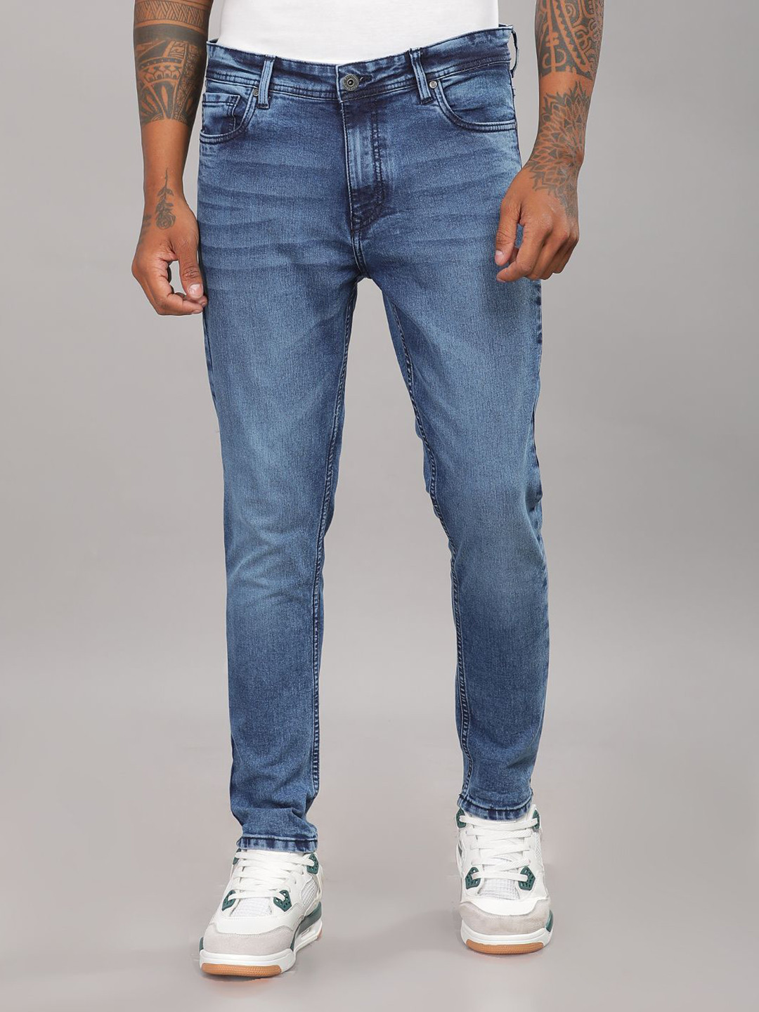 THE BEETEL HOUSE Men Urban Slim Tapered Fit Mid-Rise Light Fade Stretchable Jeans