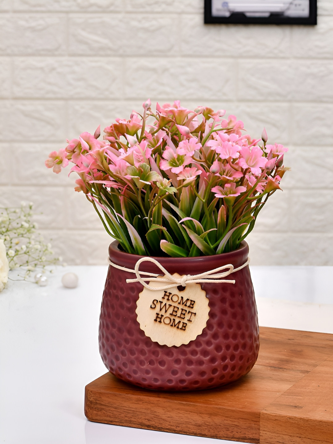 TAYHAA Pink Artificial Plant With Pot
