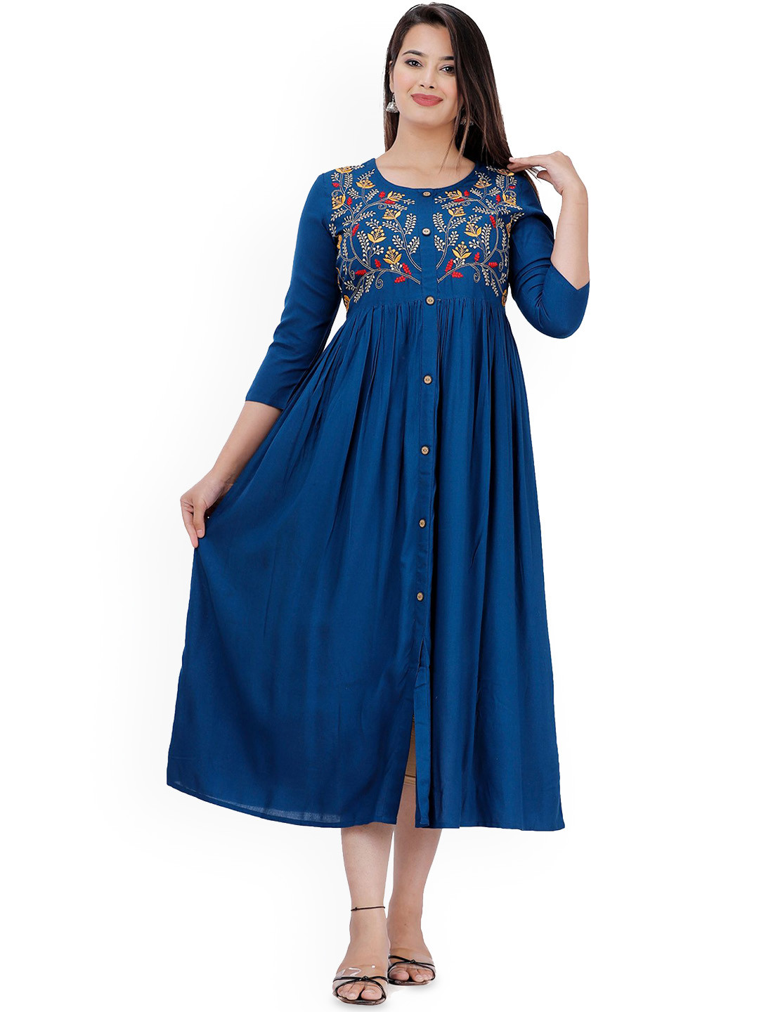 DMP FASHION Floral Yoke Design Thread Work Anarkali Dresses