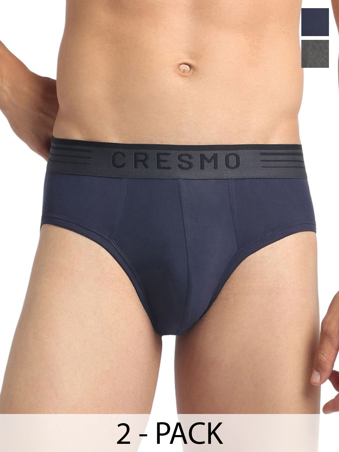 Cresmo Men Pack Of 3 Anti Microbial Basic Briefs CR-B-STR-P3-COSM-INTBLK-S