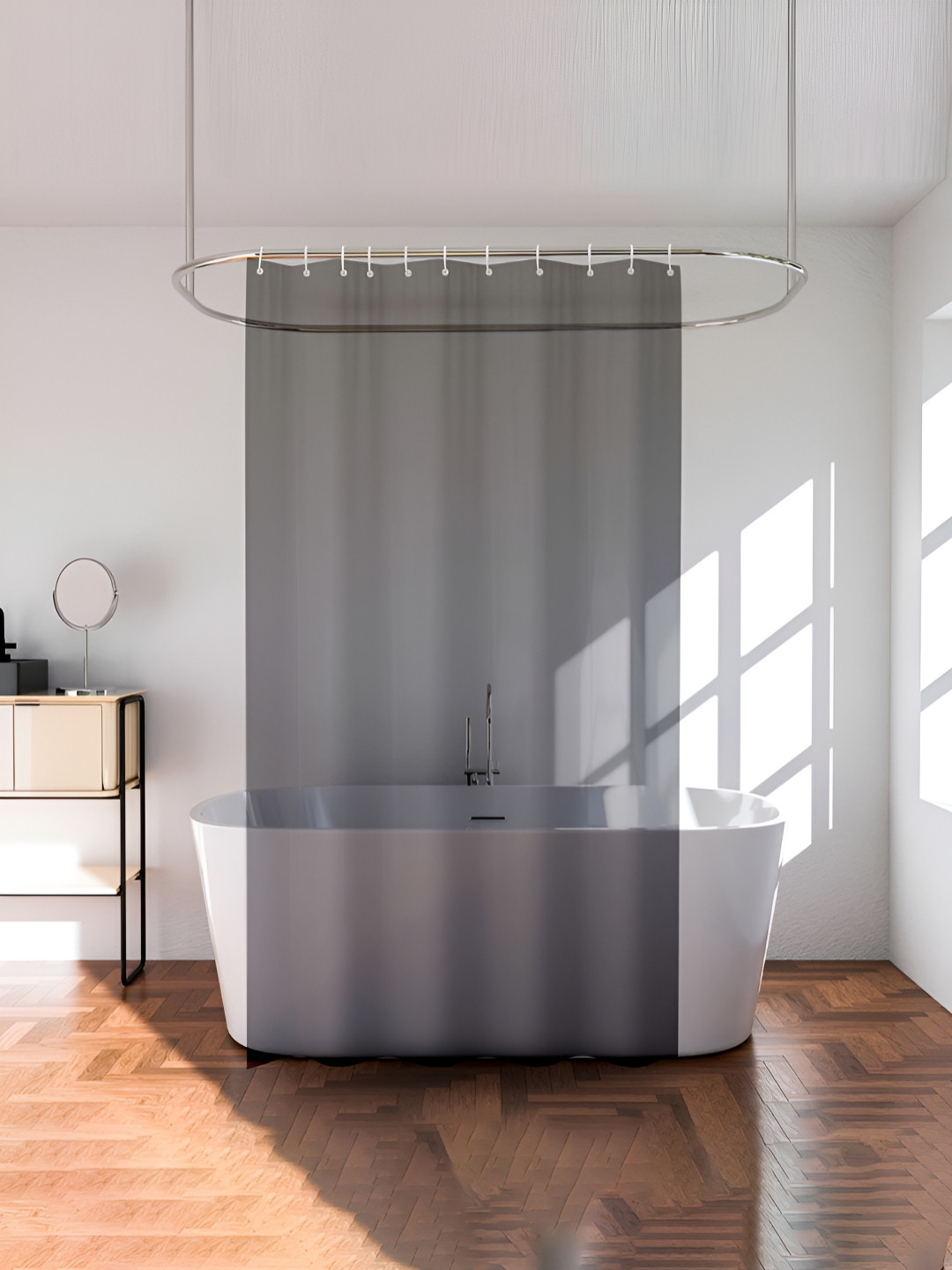 Aura Black Shower Curtain With 8 Rings