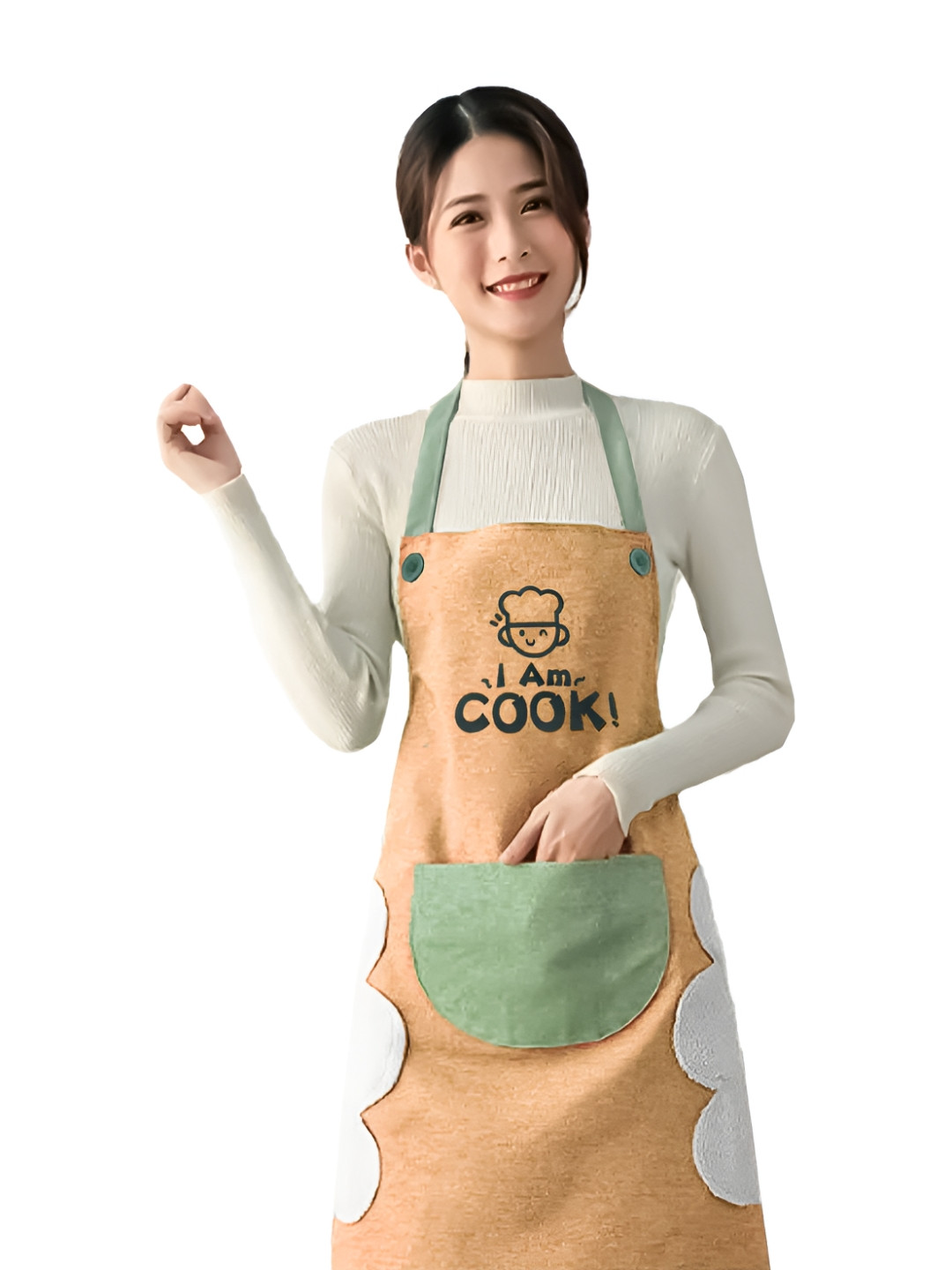 Yellow Weaves Orange & Green Printed Water-Proof Cotton Aprons