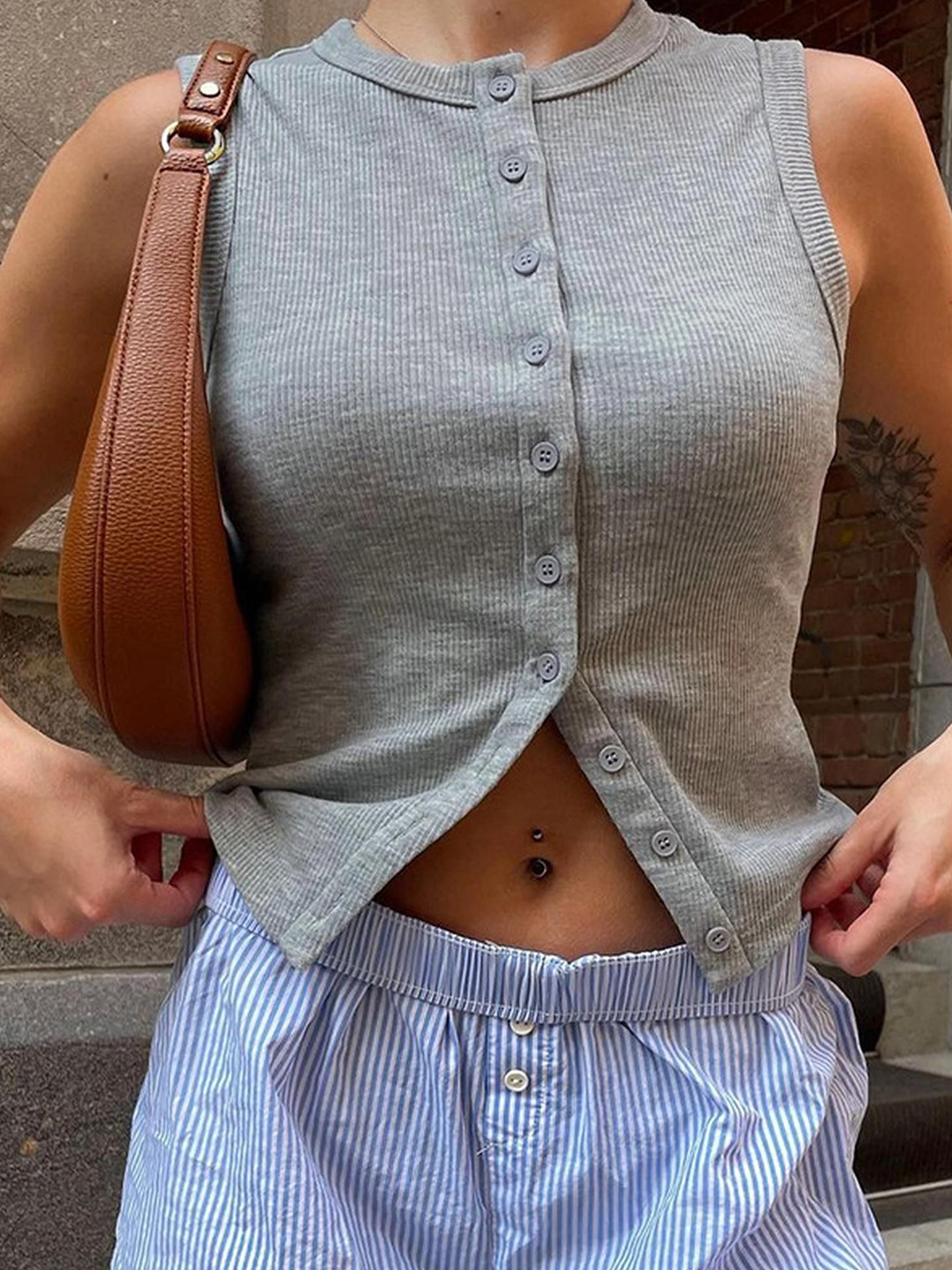 Outzidr Buttoned Sleeveless Top