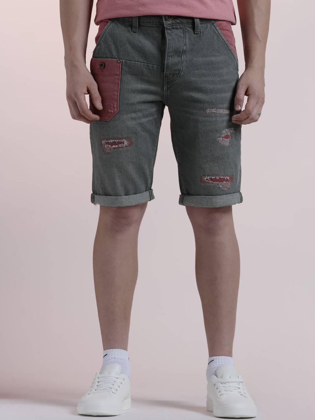 Voi Jeans Men Regular Fit Mid-Rise Cotton Jorts