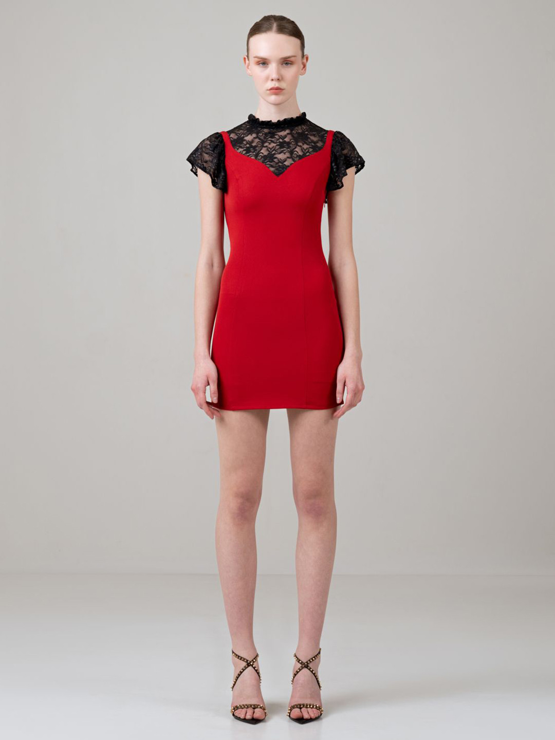 SOTBELLA Solid Red Bodycon Mini Dress