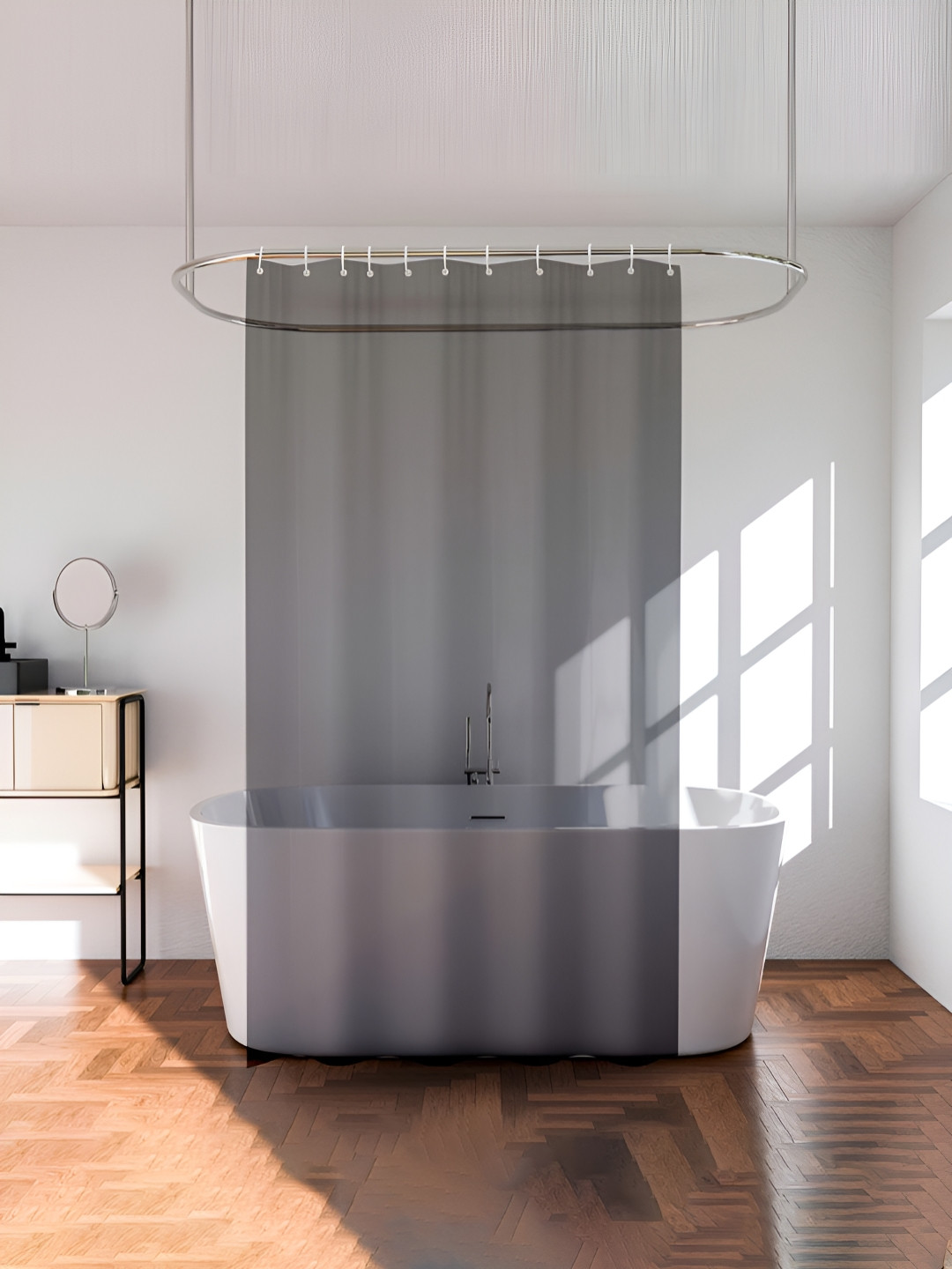 Aura Black Shower Curtain With 8 Rings