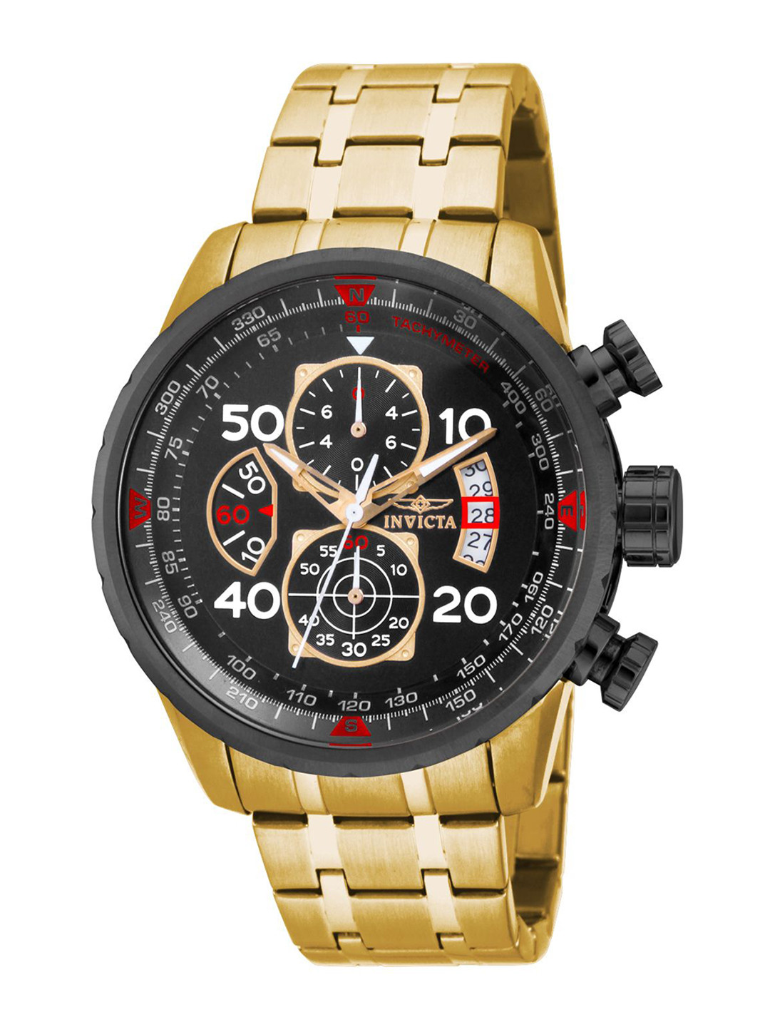 Invicta Aviator Quartz Men Dial & Stainless Steel Bracelet Style Straps Watch 17206