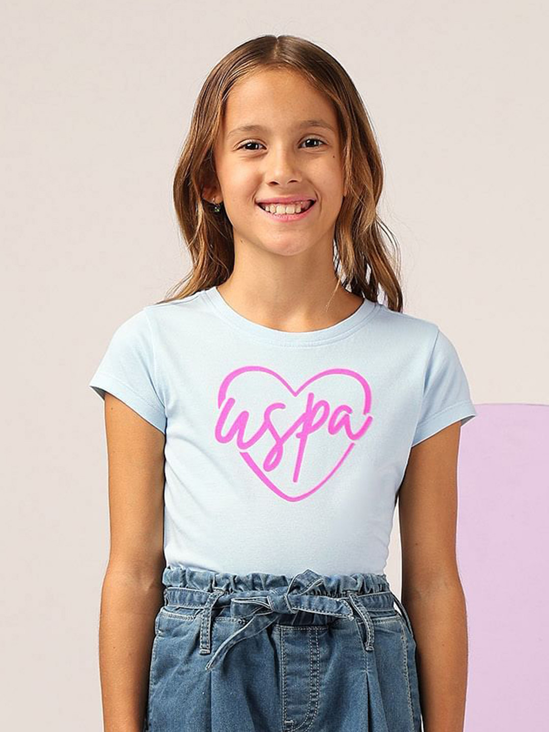 U.S. Polo Assn. Kids Girls Flock Print Regular Fit T-Shirt