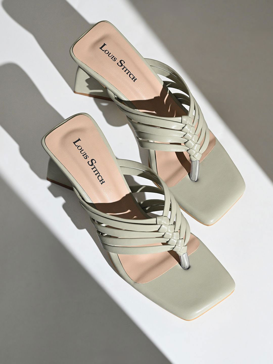 LOUIS STITCH Women Weaved T-Strap Light Weight Block Heels