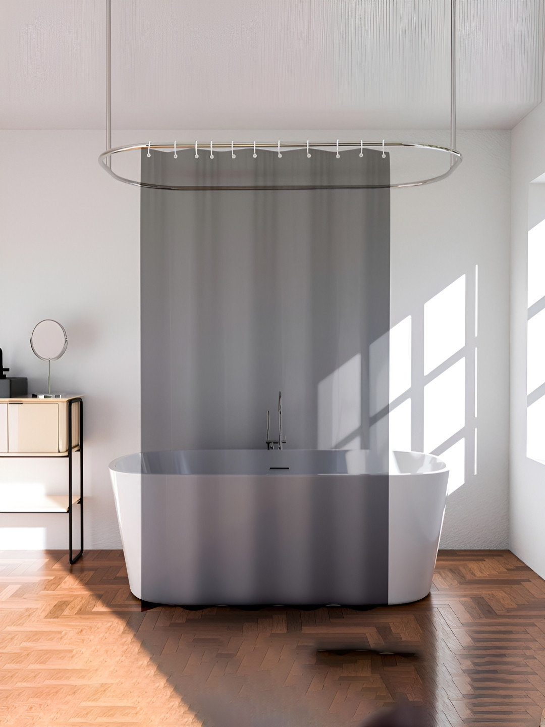 Aura Black Shower Curtain With 8 Rings