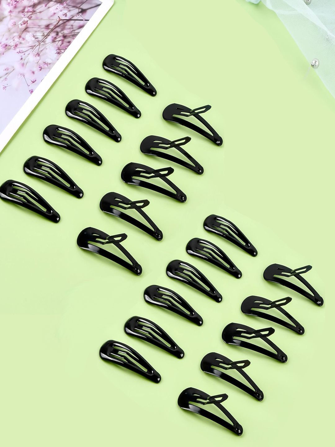 LYKAA Set of 24 Black Metal Snap Tic Tac Hairpin Barrettes