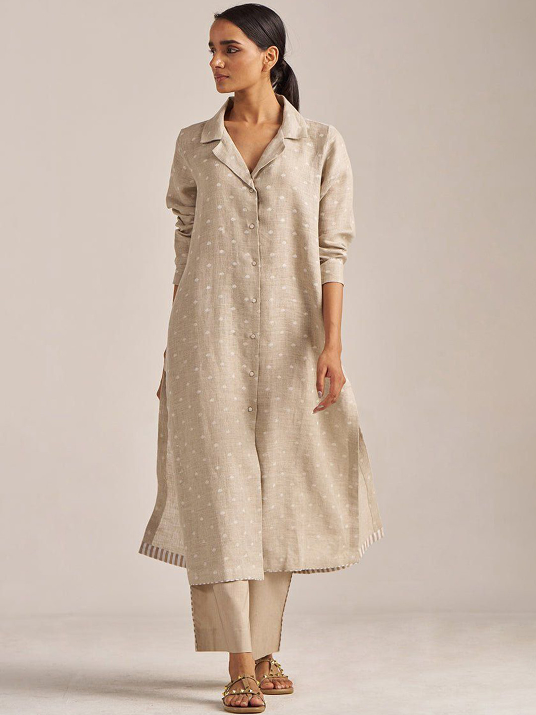 Ganga Undyed Natural Linen Hand-Printed Co-Ord Set