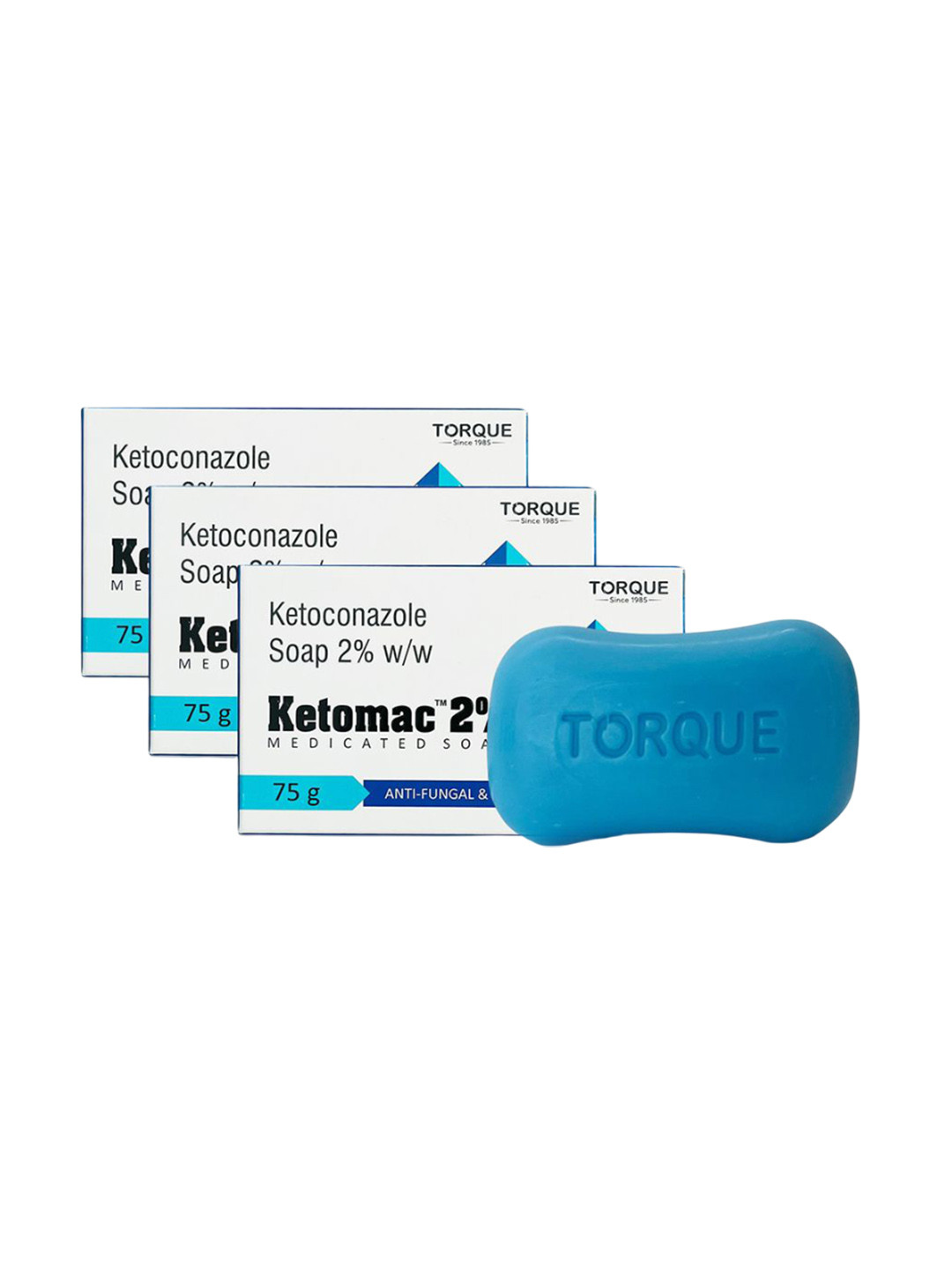 Torque Set Of 3 Ketomac 2% Anti Fungal & Anti Dandruff Bathing Soap - 75 g Each