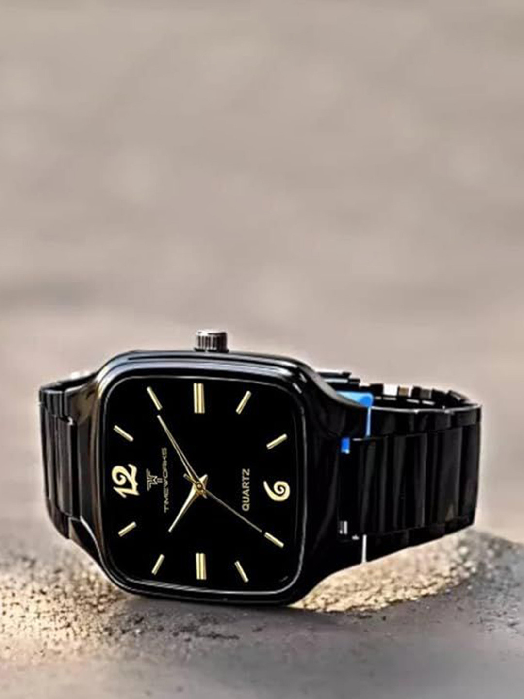 SWADESI STUFF Men Square Dial & Bracelet Style Straps Analogue Watch SDS 158 BLACK