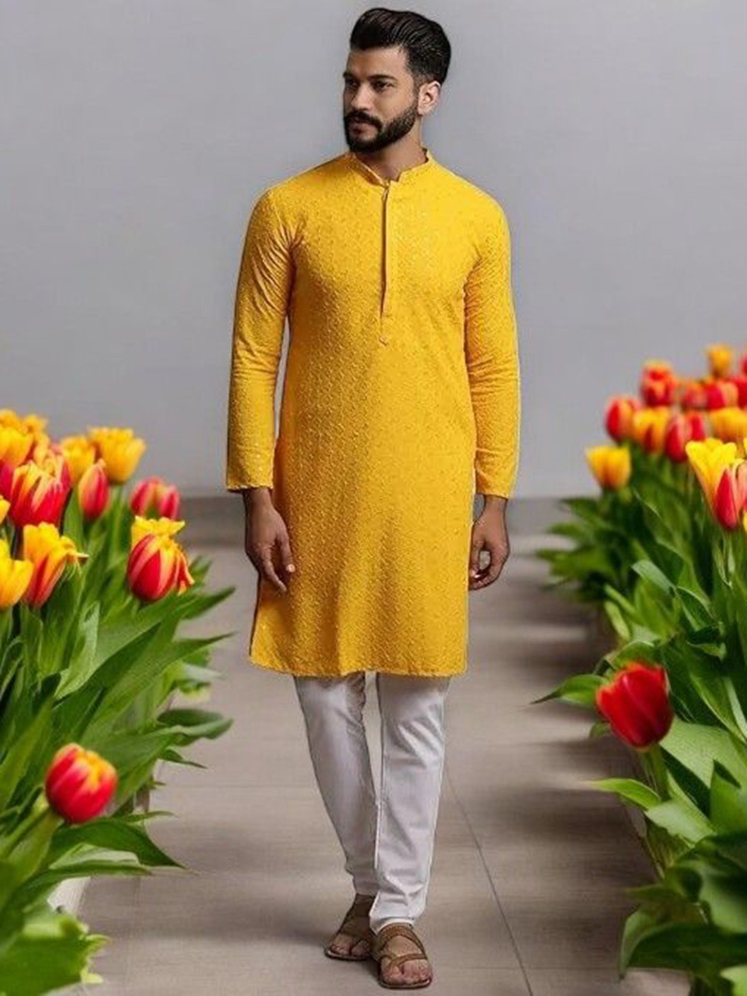 Atly Men Embroidered Regular Kurta with Pyjamas