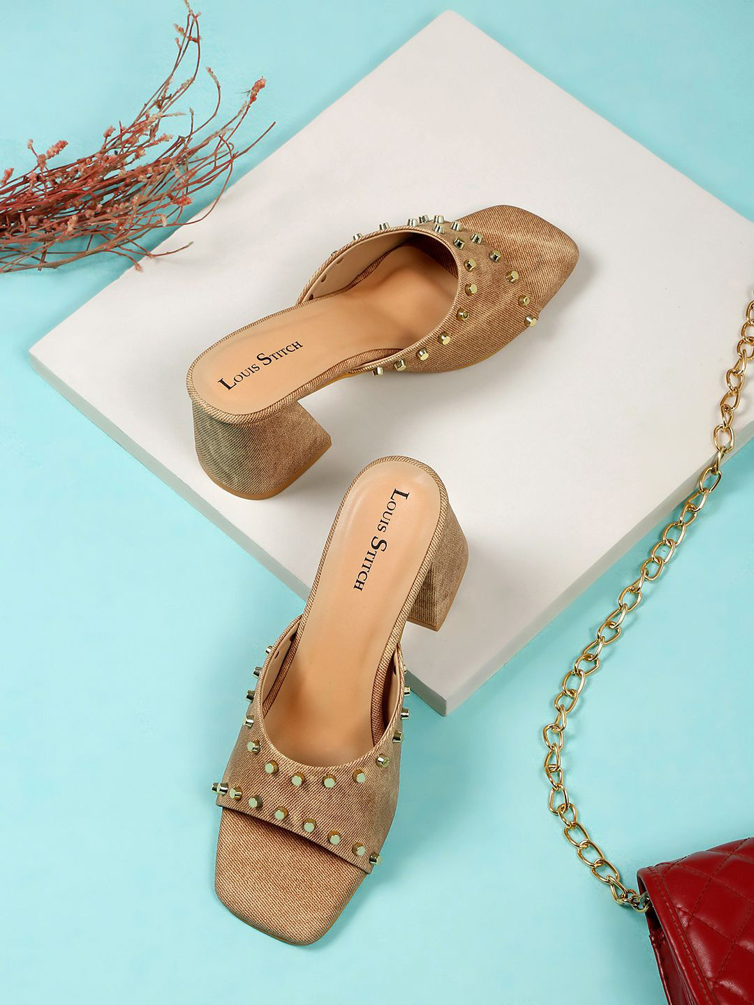 LOUIS STITCH Open Tore Block Heels Sandals