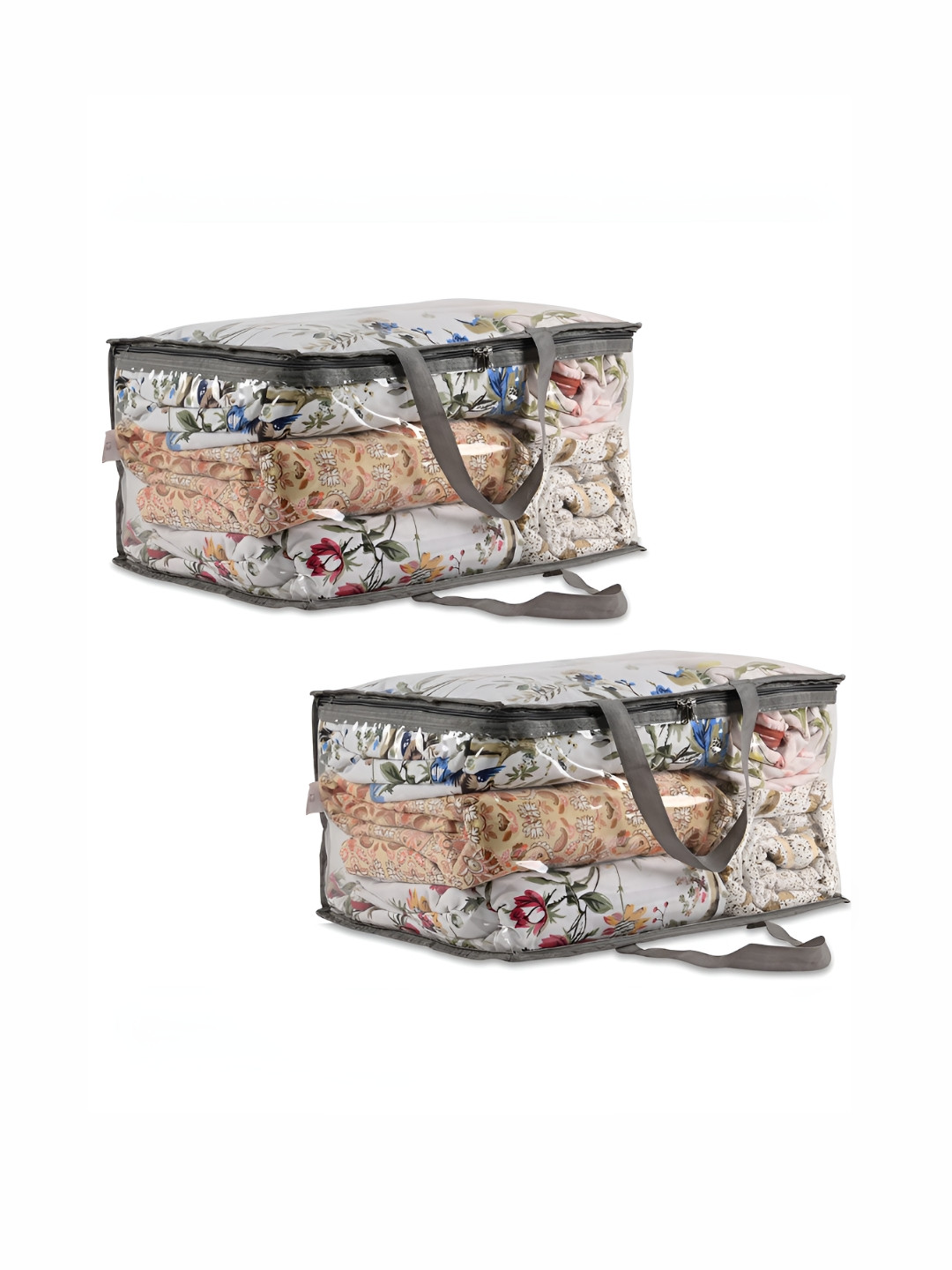 Aura Transparent Grey Set of Waterproof Multipurpose Clothe Storage Bag Organisers