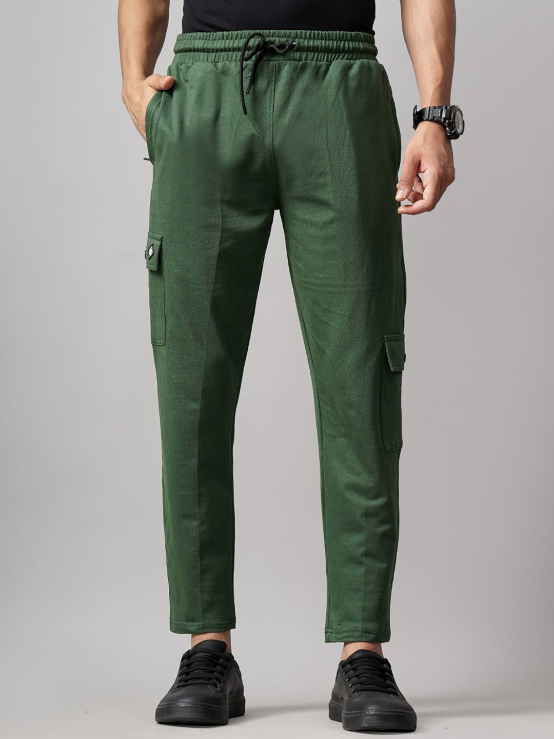 Olive Green Relaxed Fit Cargo Trousers