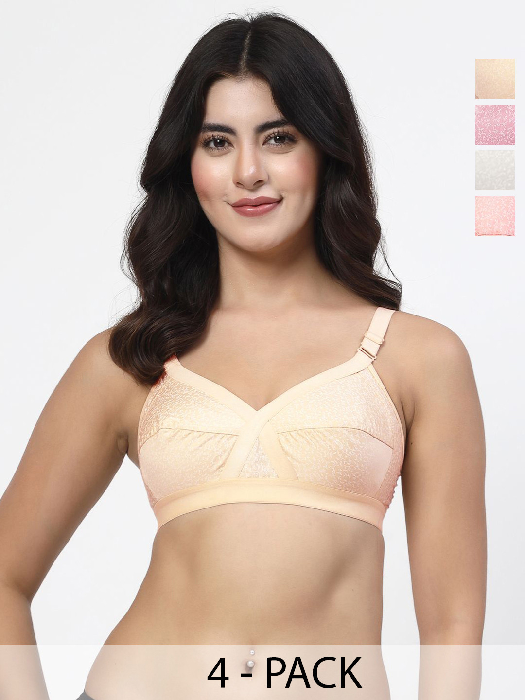 LILY Ihskaneem Pack Of 4 Floral Full Coverage Minimizer Bra