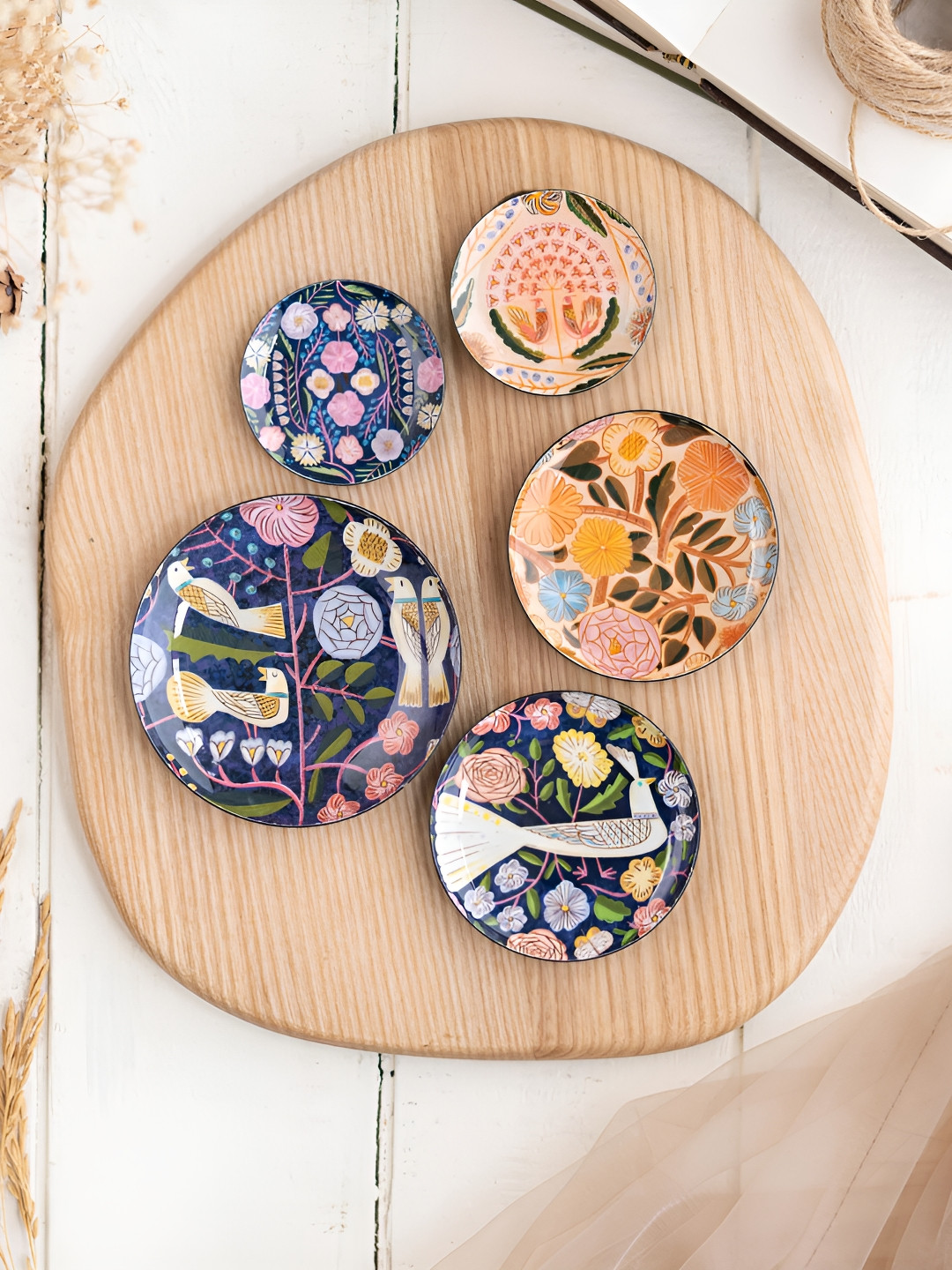 Ritualistic Set of 5 Kashmiri Art Fridge Magnet