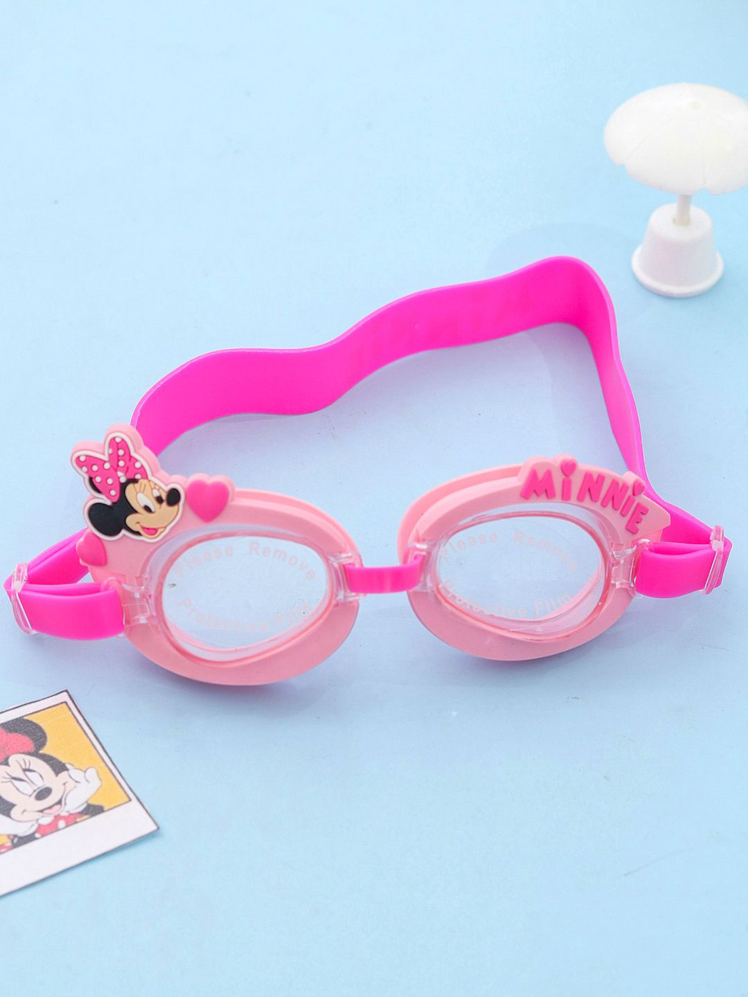 Yellow Bee Girls Anti-Fog Disney Minnie Mouse Swimming Goggles with 3D Cute Heart Design