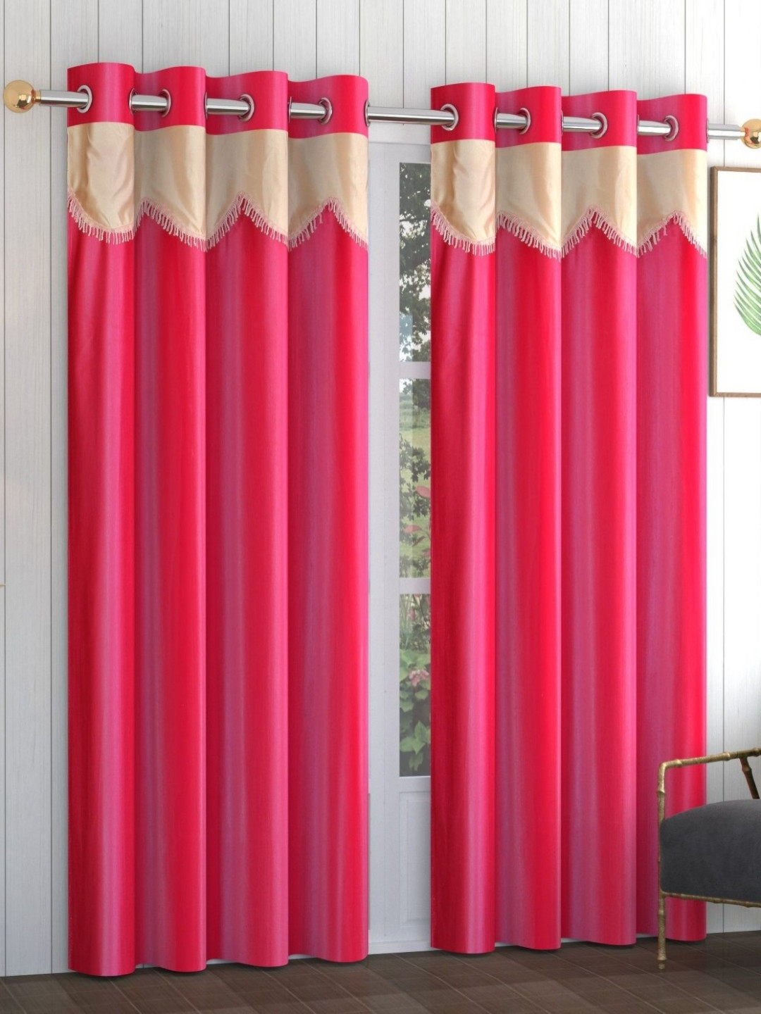 Galaxy Home Decor Pink 2 Pieces Window Curtain