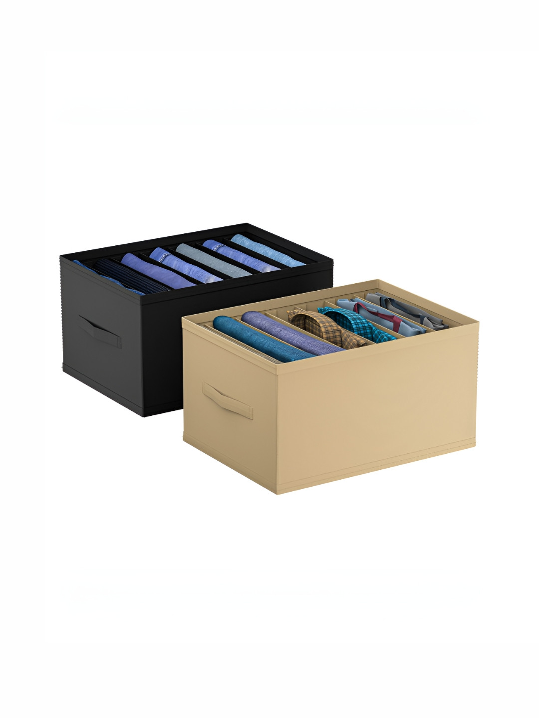 Aura Black Set of 2 Regular 7 Grid Storage Box Drawer Organizer